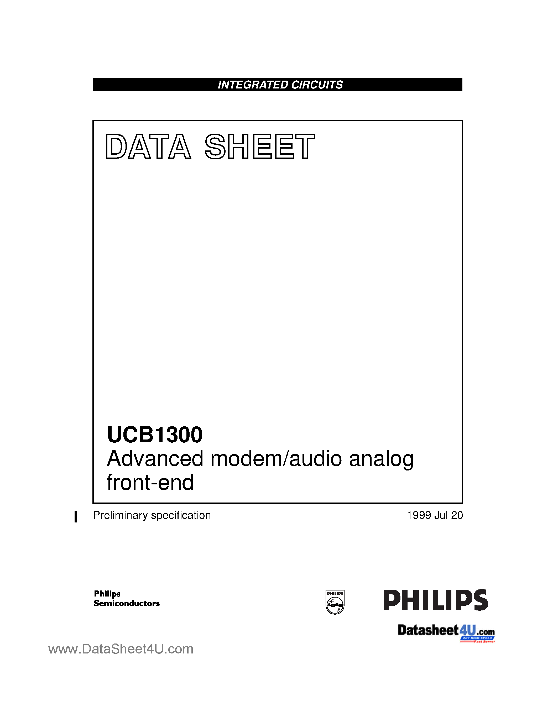Datasheet UCB1300 - Advanced modem/audio analog front-end page 1