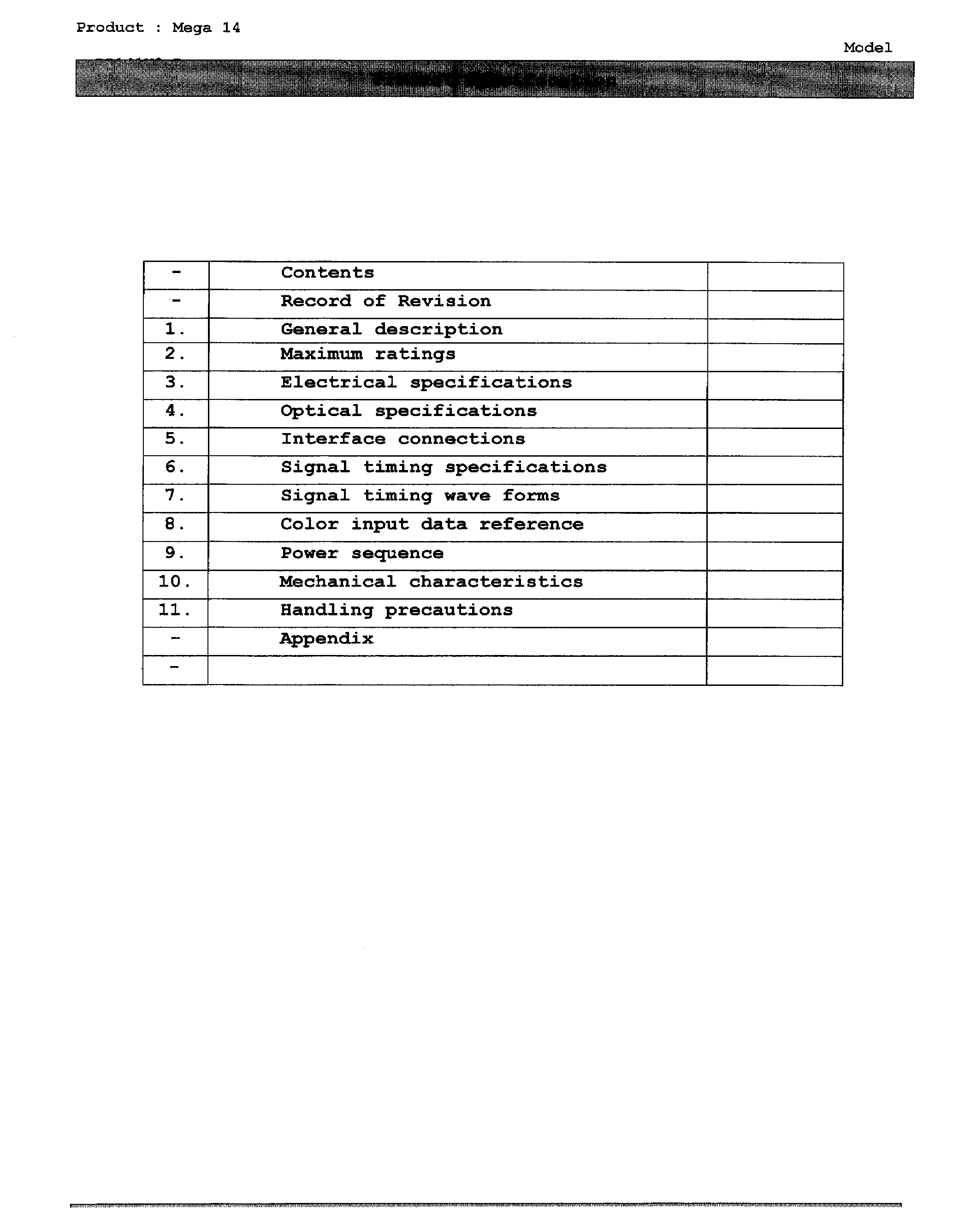 Datasheet LP141X2-B page 2 Datasheet LP141X2-B - LCD Module page 2