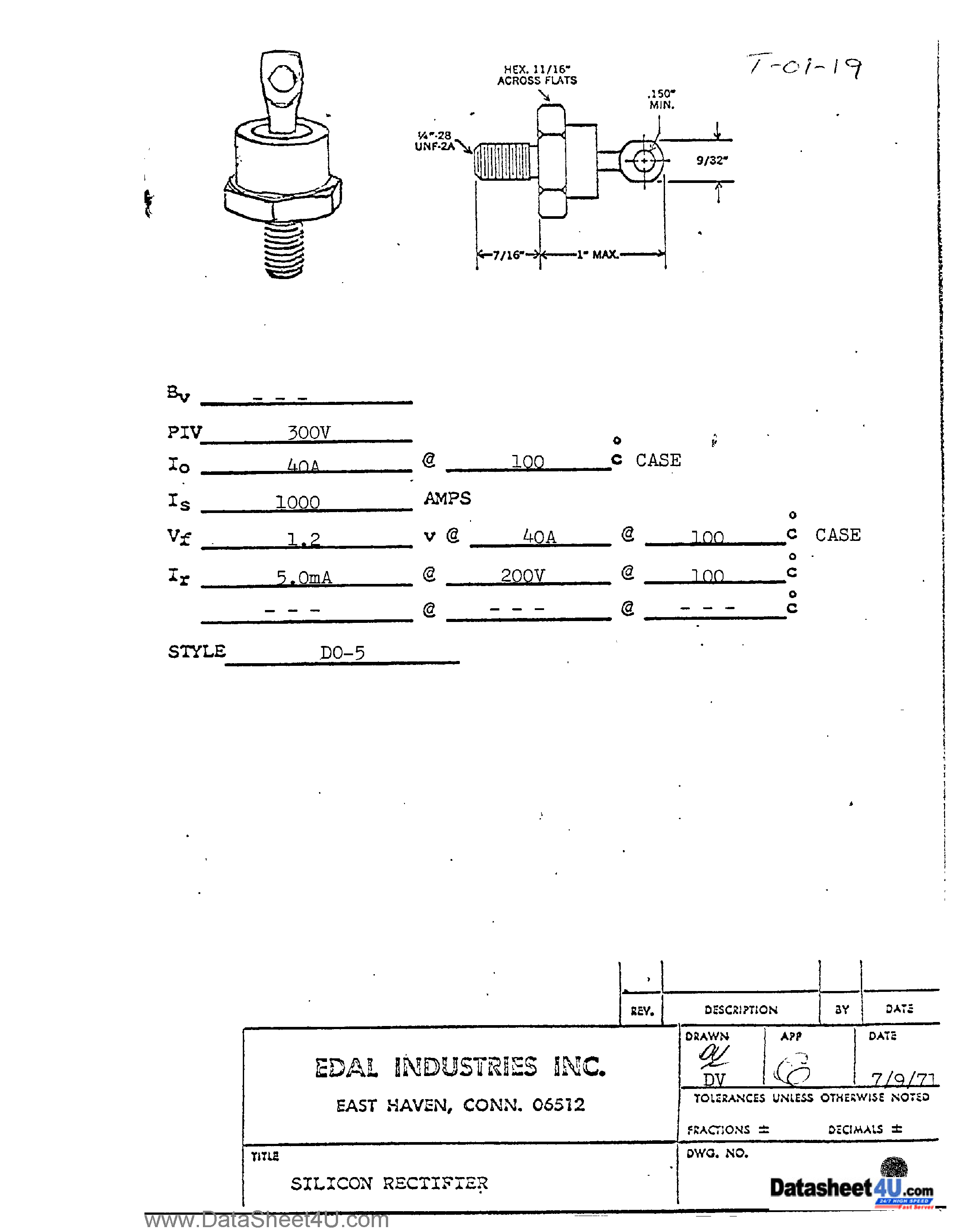 Datasheet 1N5409 - RECTIFIER DIODE page 1