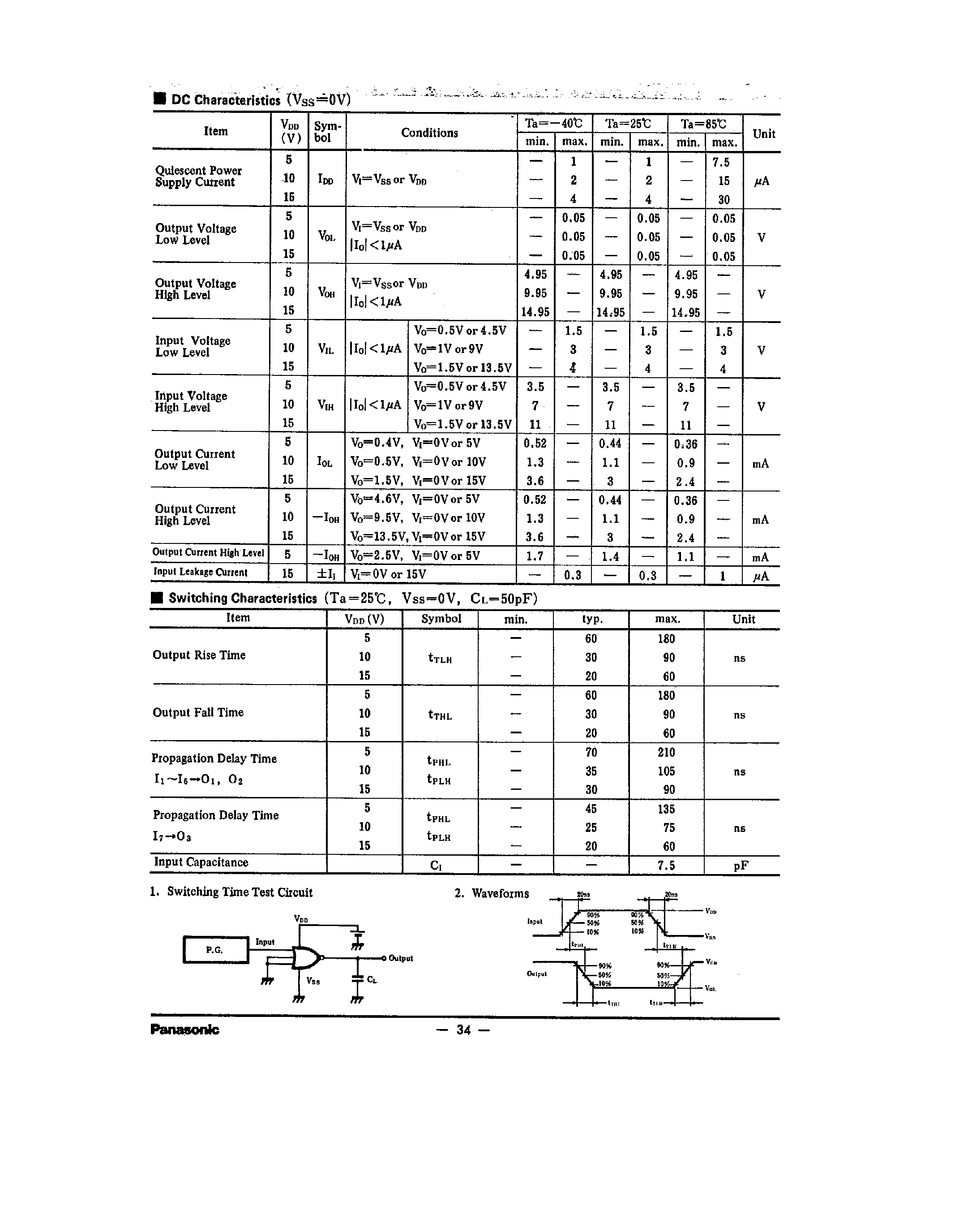 Datasheet MN4000B - Dual 3-Input NOR Gates and Inverters page 2