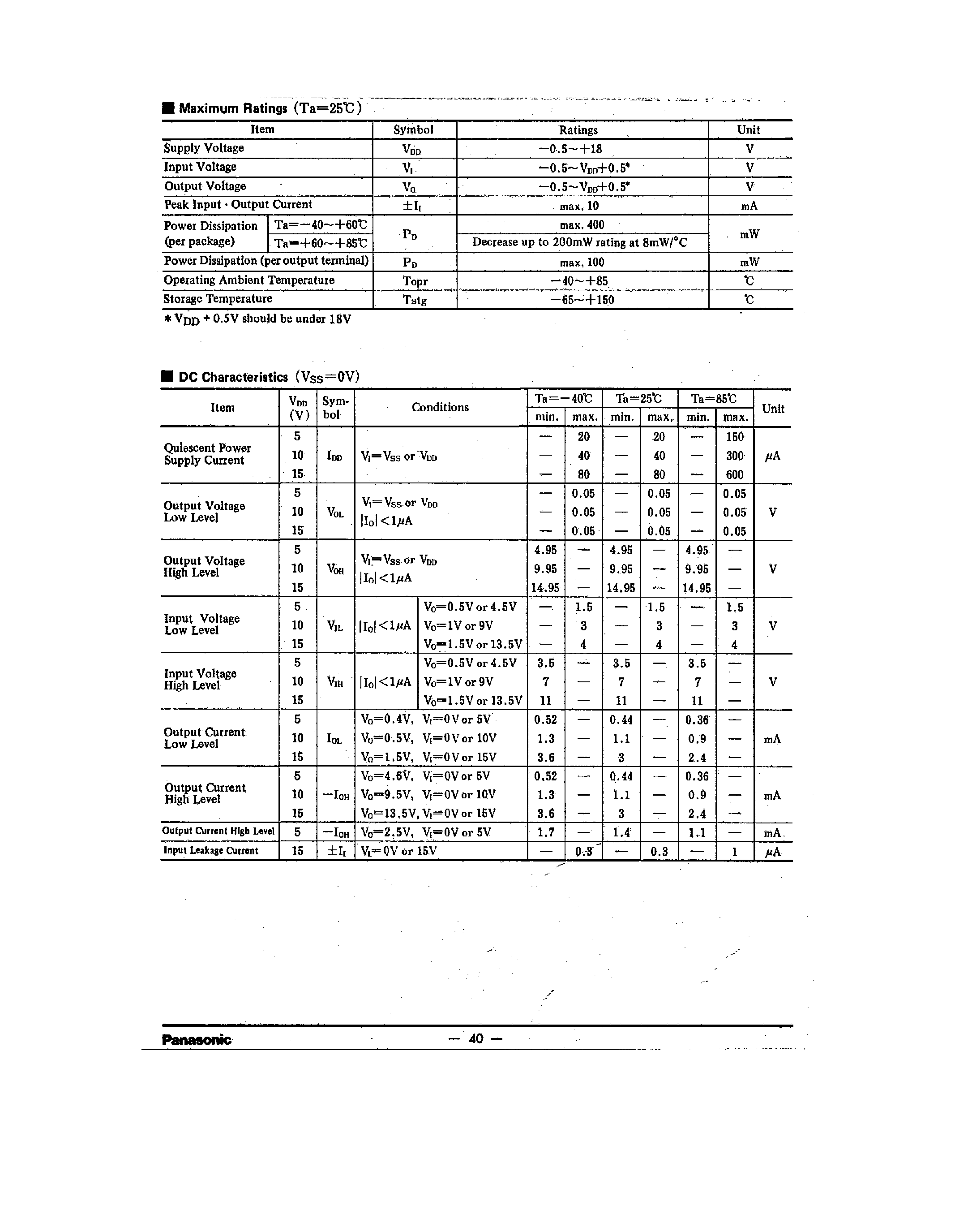 Даташит на микросхему MN4006B страница 2 Даташит MN4006B - 18-Bit Static Shift Registers страница 2
