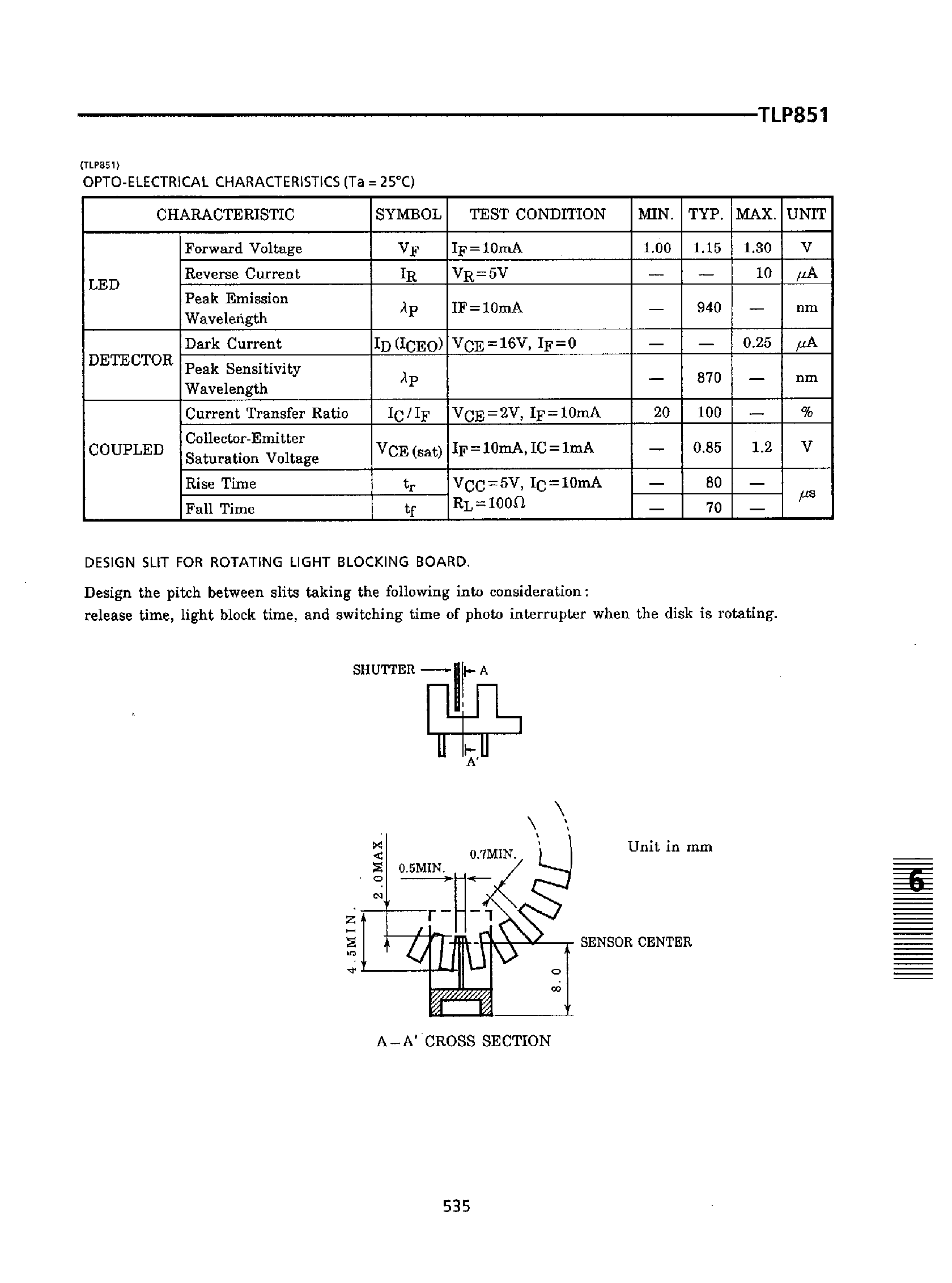 Datasheet TLP851 - Infrared Led + Photo Darlington Transistor page 2