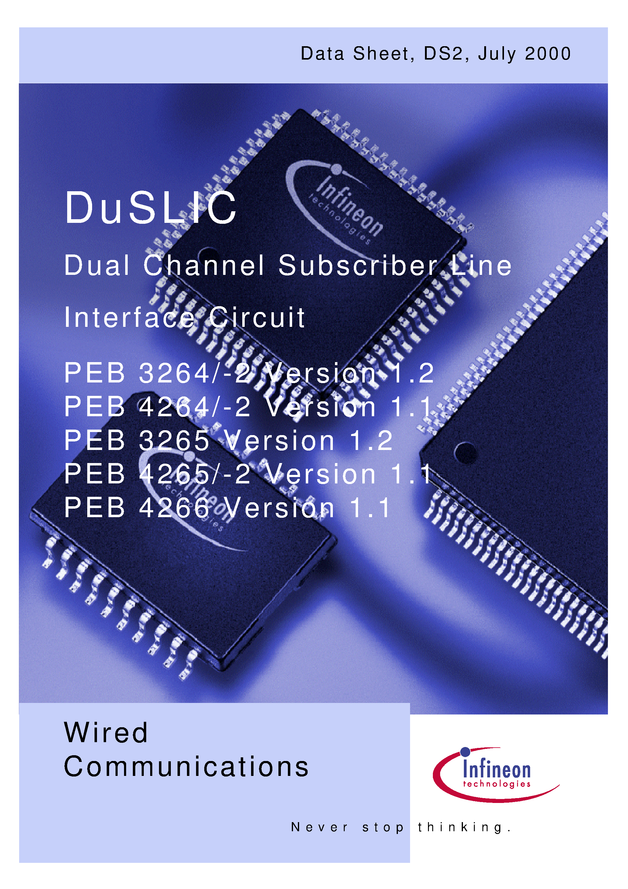 Datasheet PEB4265 - (PEB326x / PEB426x) Dual Channel Slicofi-2 / Slic Duslic page 1