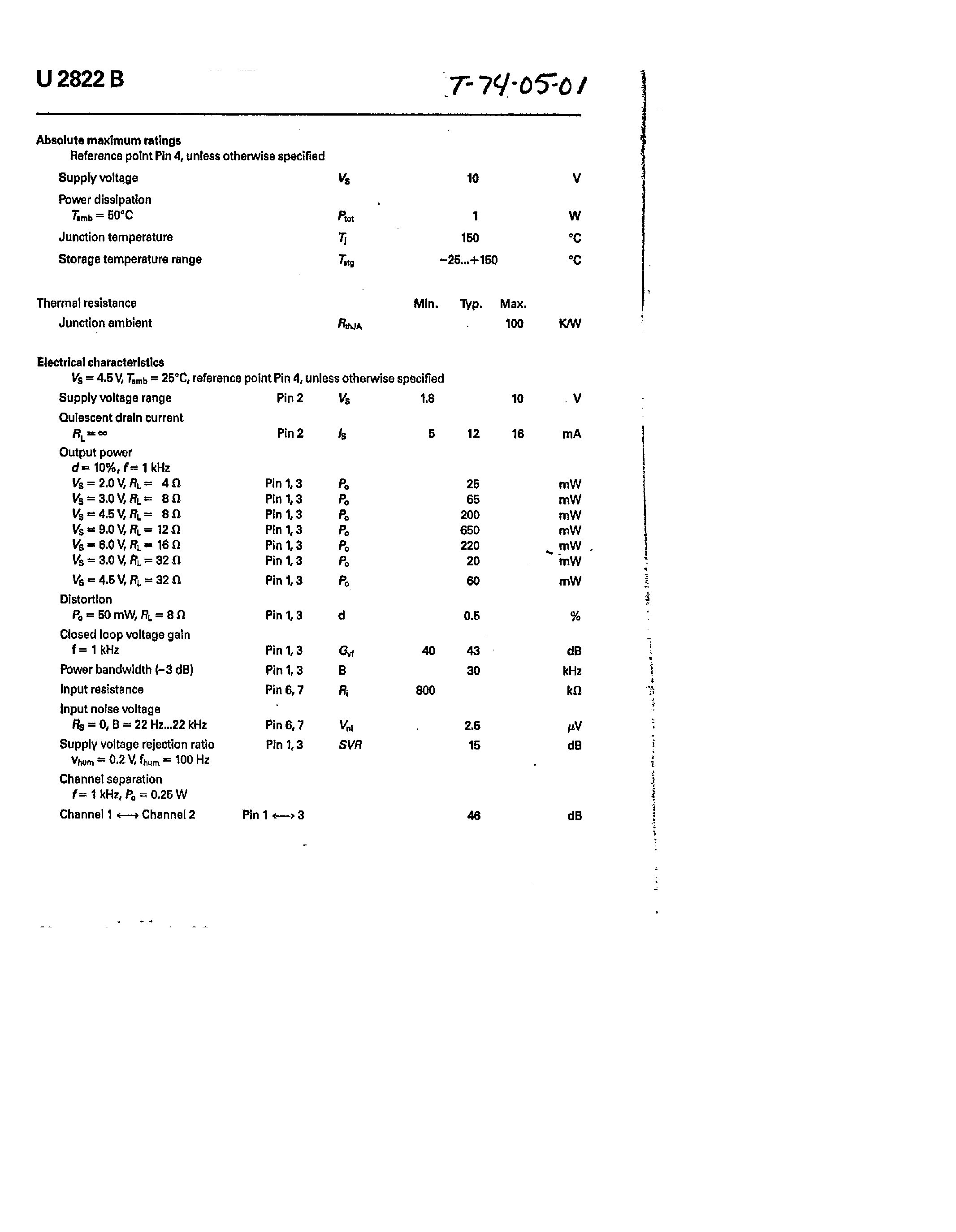 Datasheet U2822B page 2 Datasheet U2822B - Monolithic Lntegrated Circuit page 2