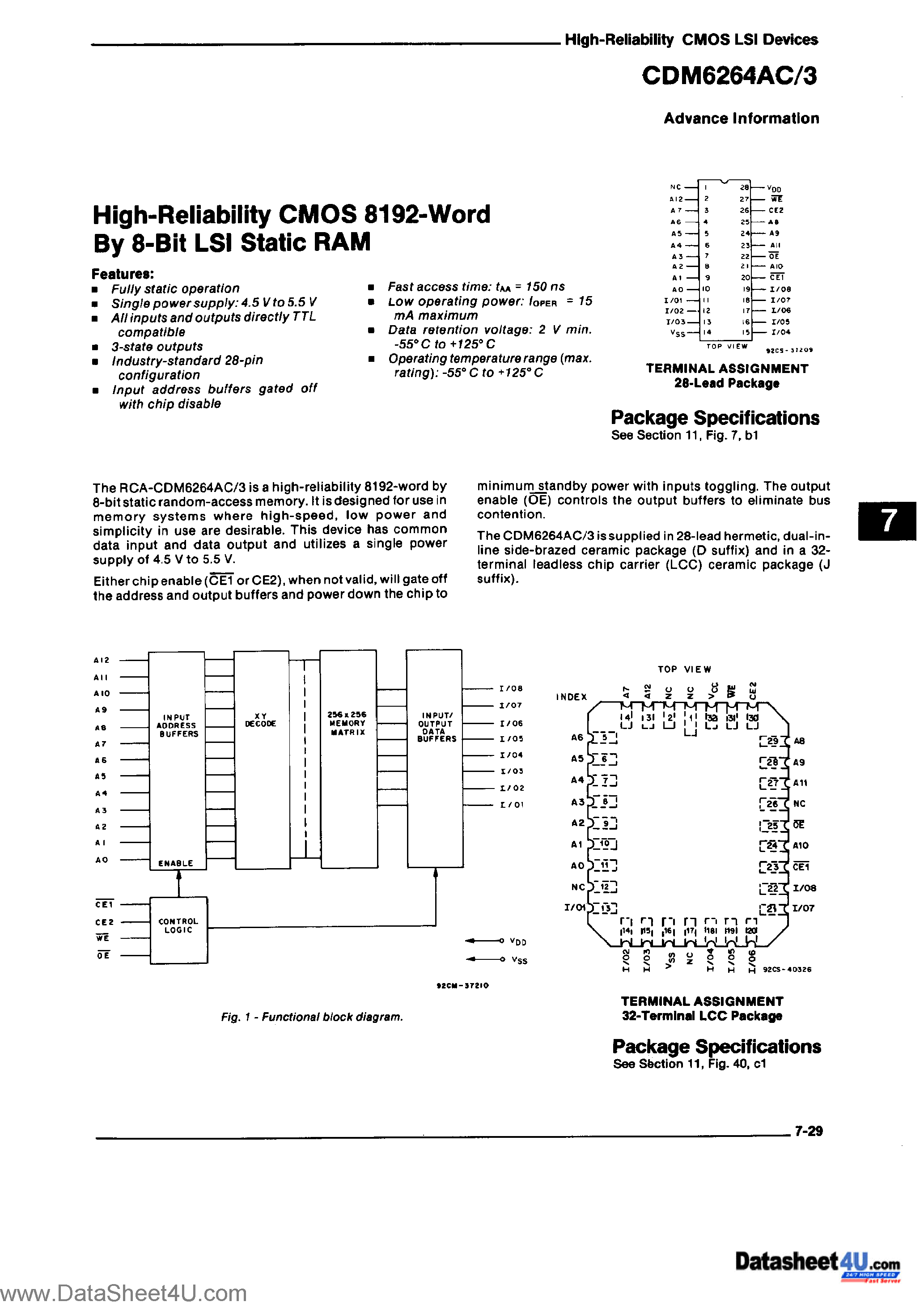 Даташит CDM6264AC - High Reliability CMOS LSI Static RAM страница 1