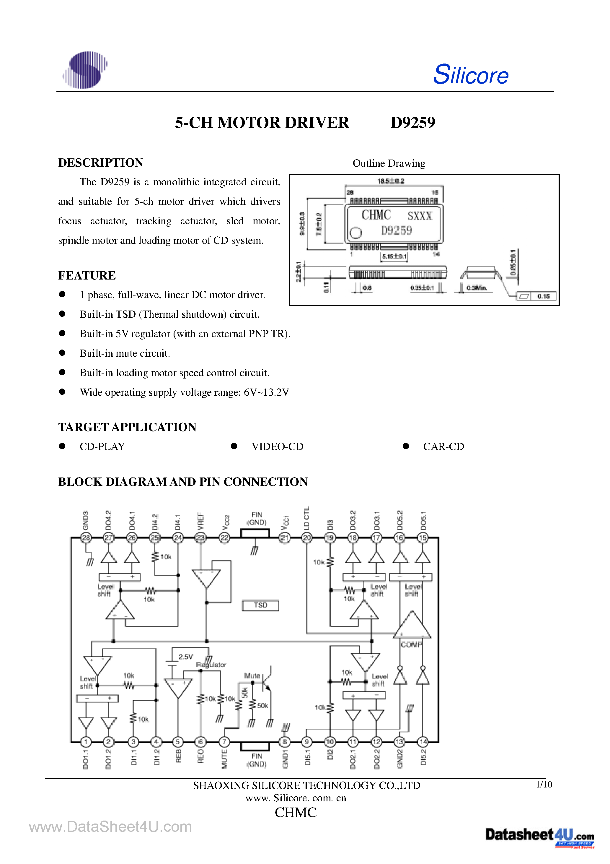 Datasheet D9259 - 5-CH Motor Driver page 1