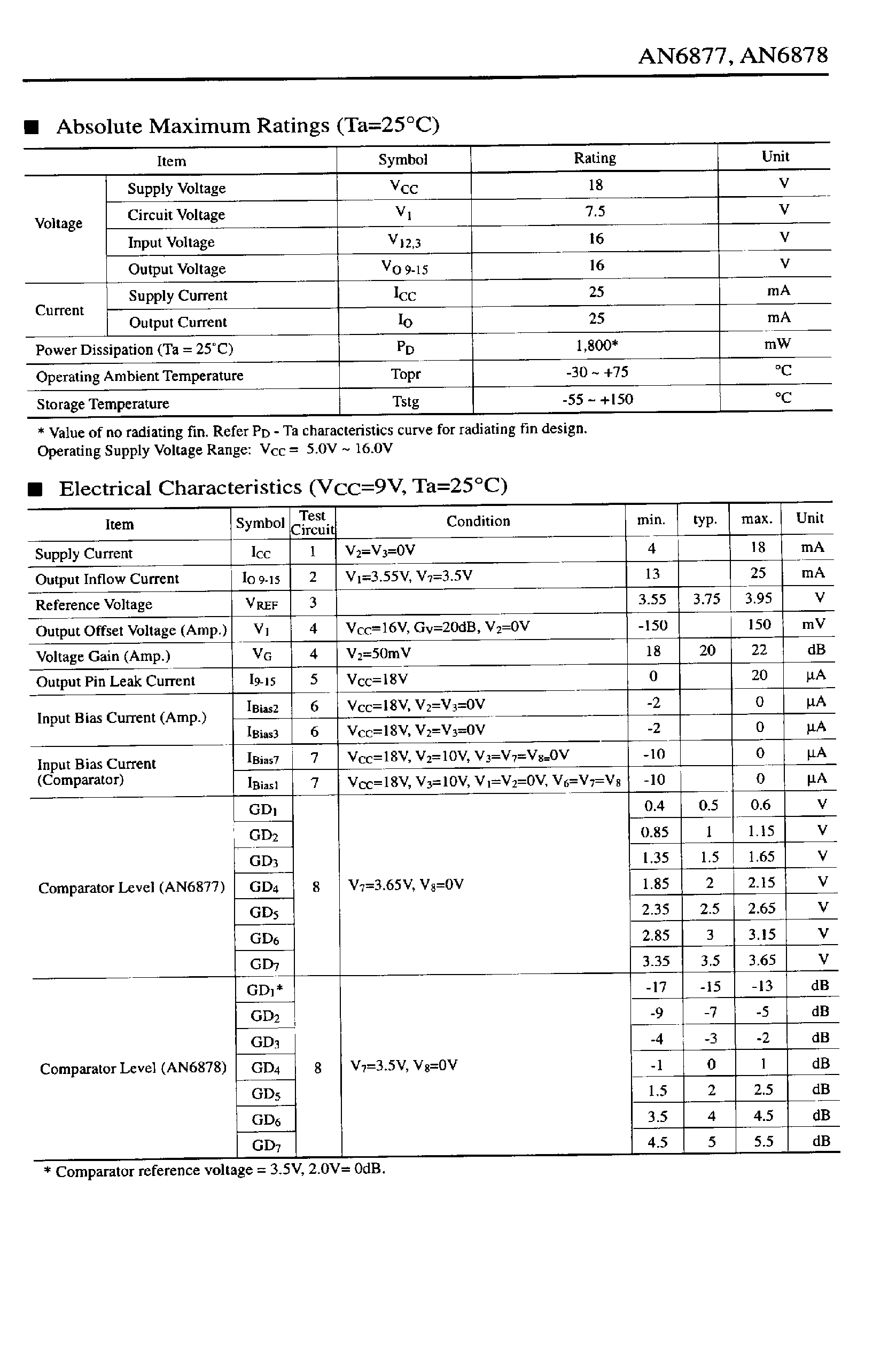Datasheet AN6877 - (AN6877 / AN6878) 7-Dot LED Driver Circuits page 2