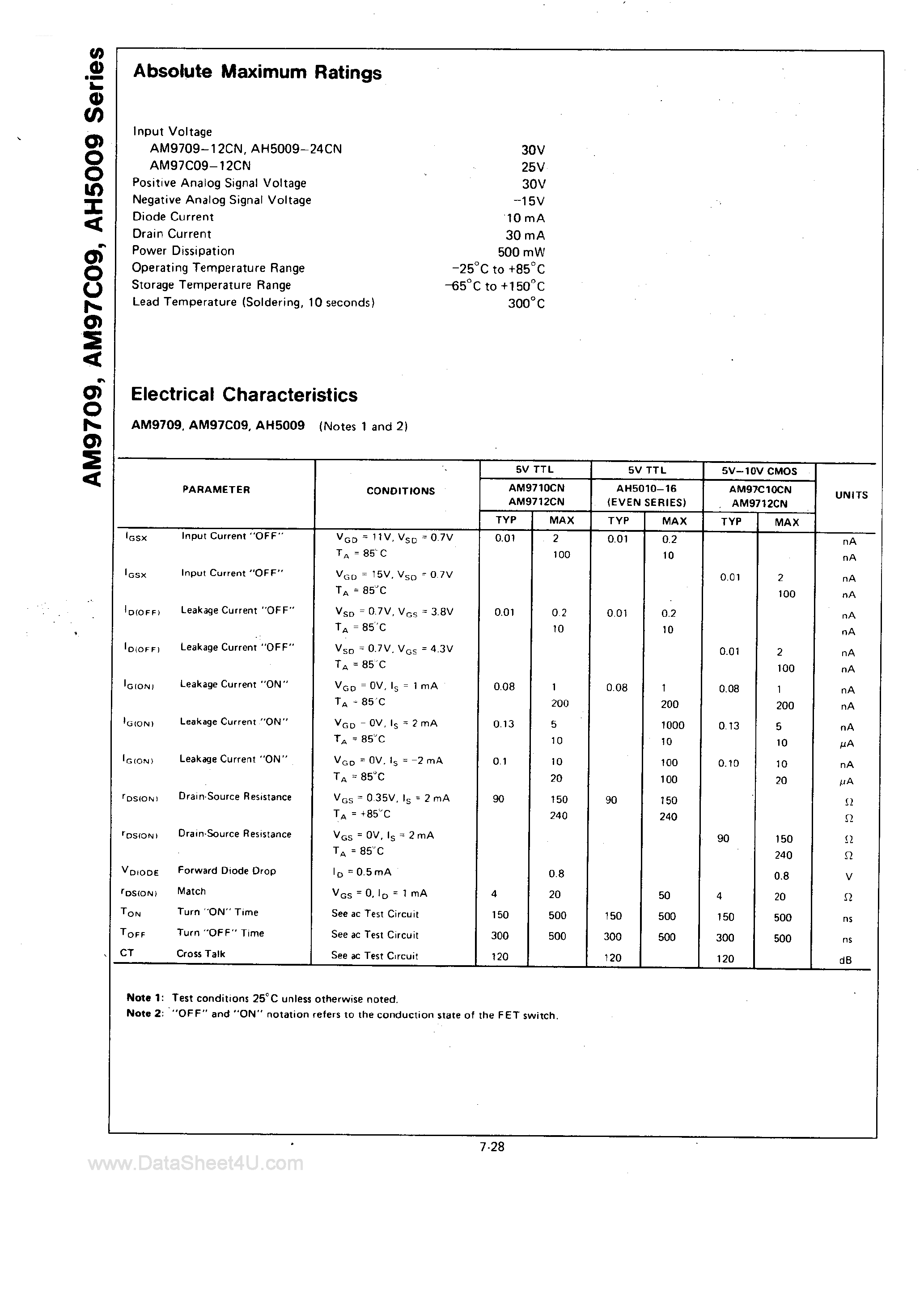 Даташит на микросхему AM9709 страница 2 Даташит AM9709 - (AM97C09 / AM97C10) Monolithic Analog Current Switches страница 2