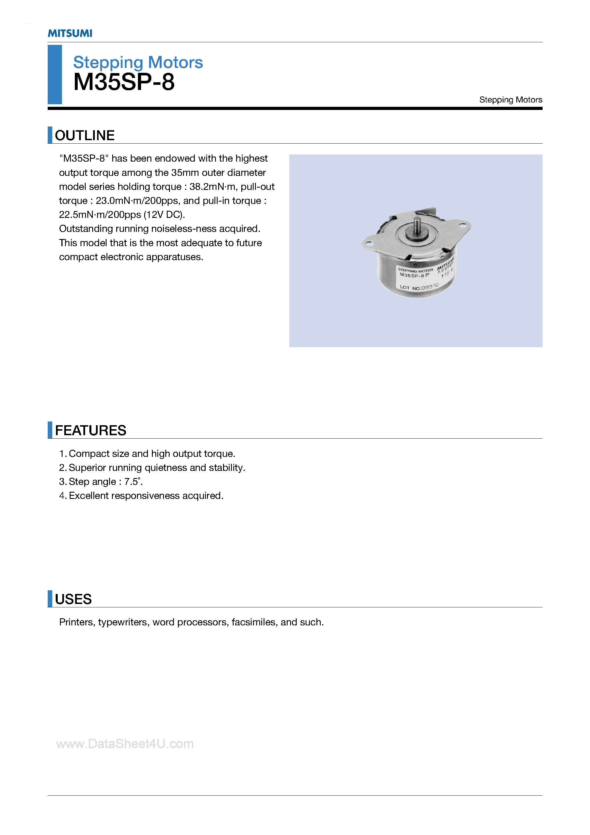 Datasheet M35SP-8 - Stepping Motors page 1