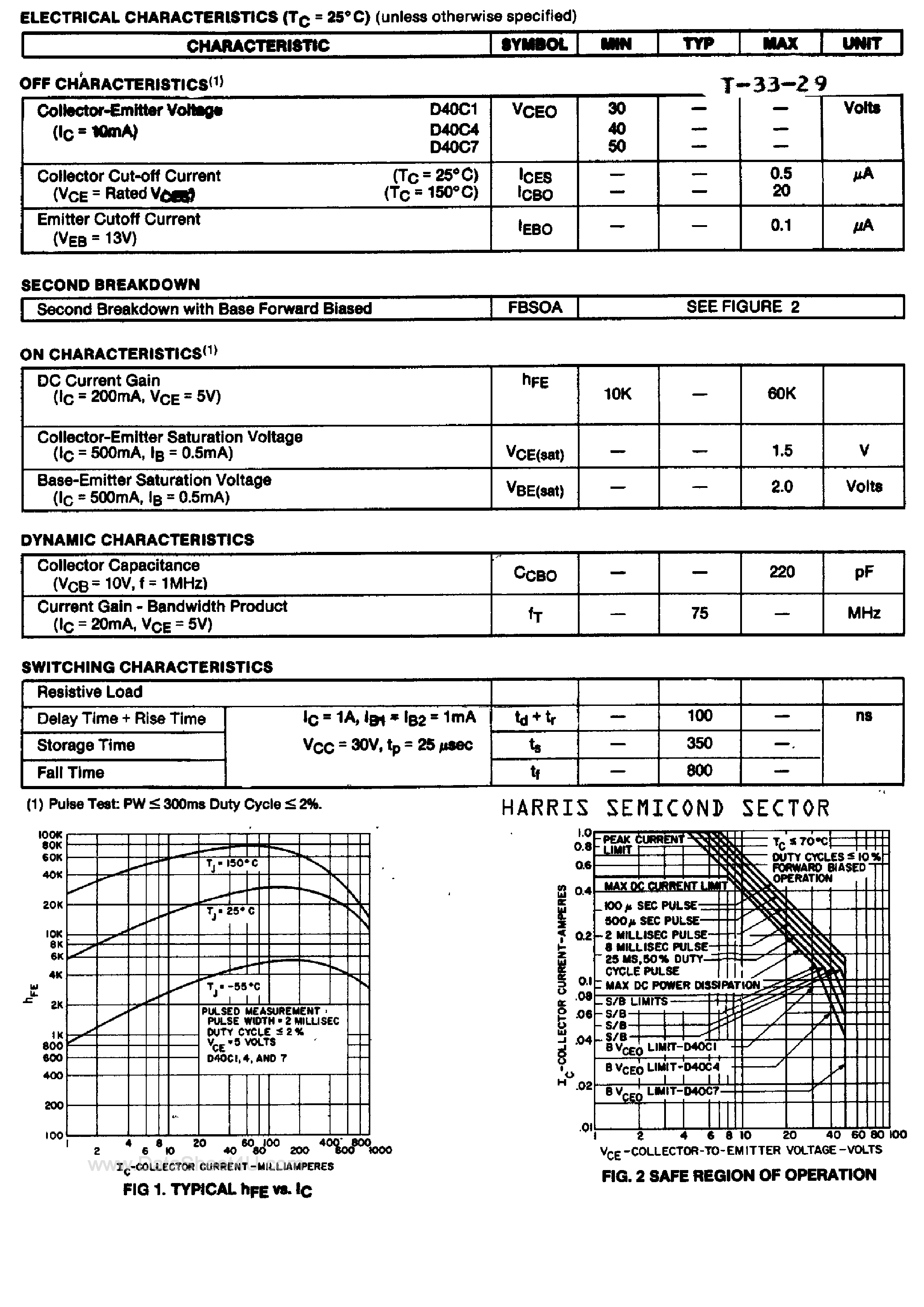 Datasheet D40C - 0.5 Amp NPN Darlington Power Transistors page 2