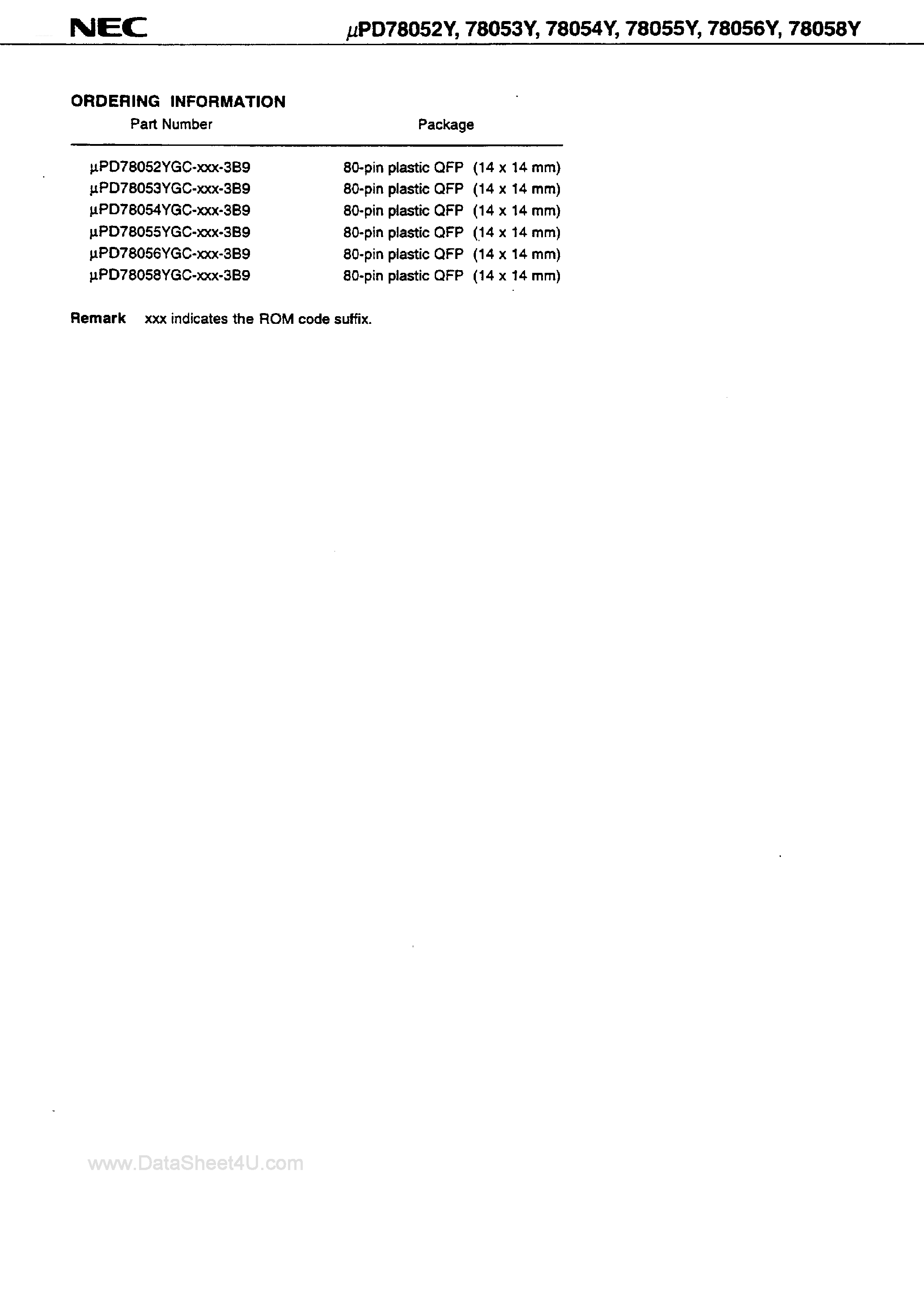 Даташит UPD78052Y - (UPD78055Y - UPD78058Y) 8-BIT SINGLE-CHIP MICROCOMPUTER страница 2