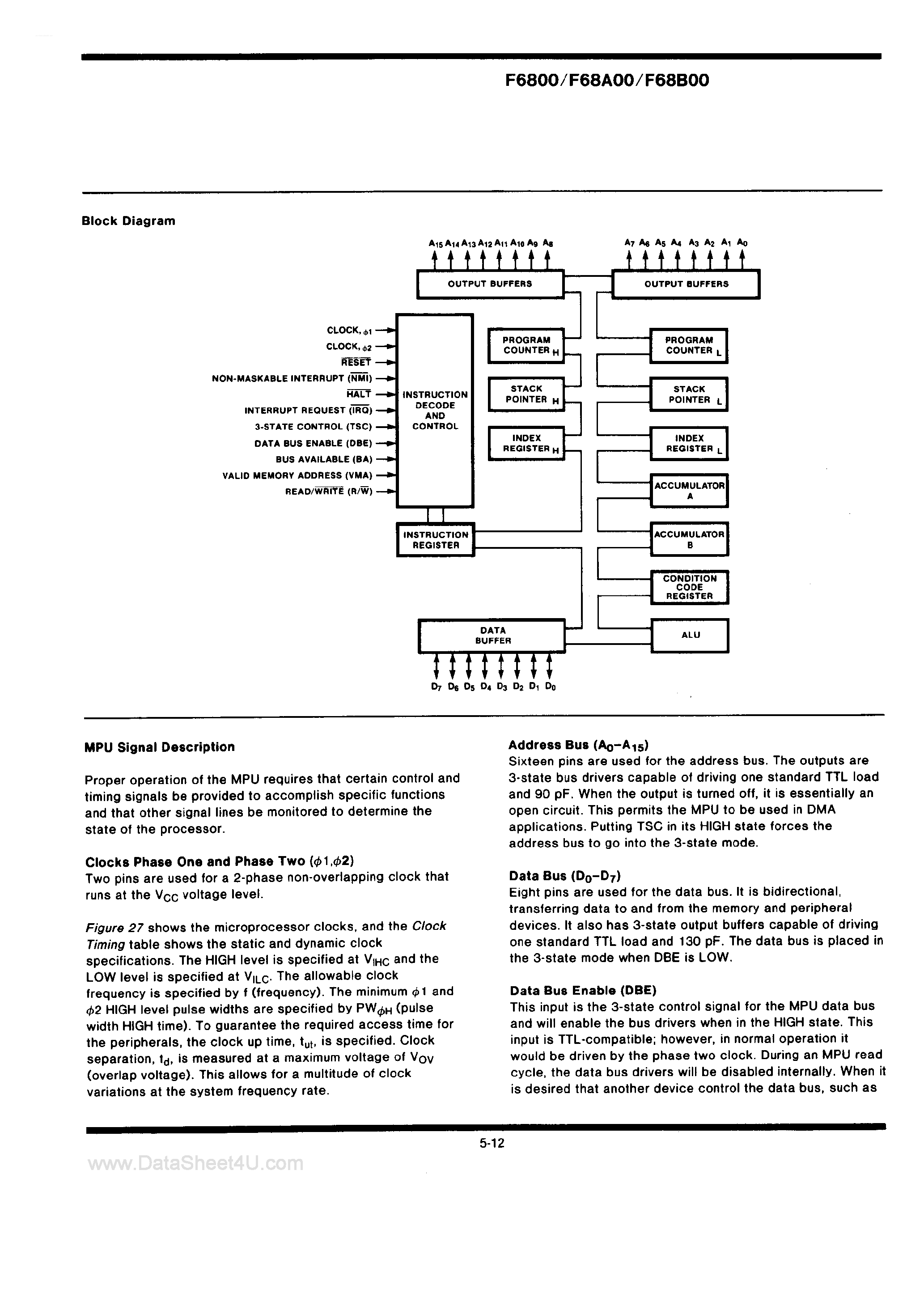 Datasheet F6800 - 8-Bit Microprocessing Unit page 2