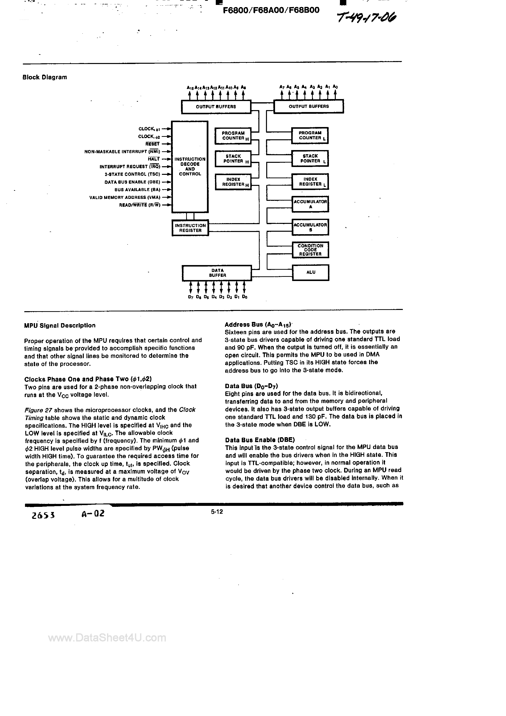 Datasheet F6800 page 2 Datasheet F6800 - 8-Bit Microprocessing Unit page 2