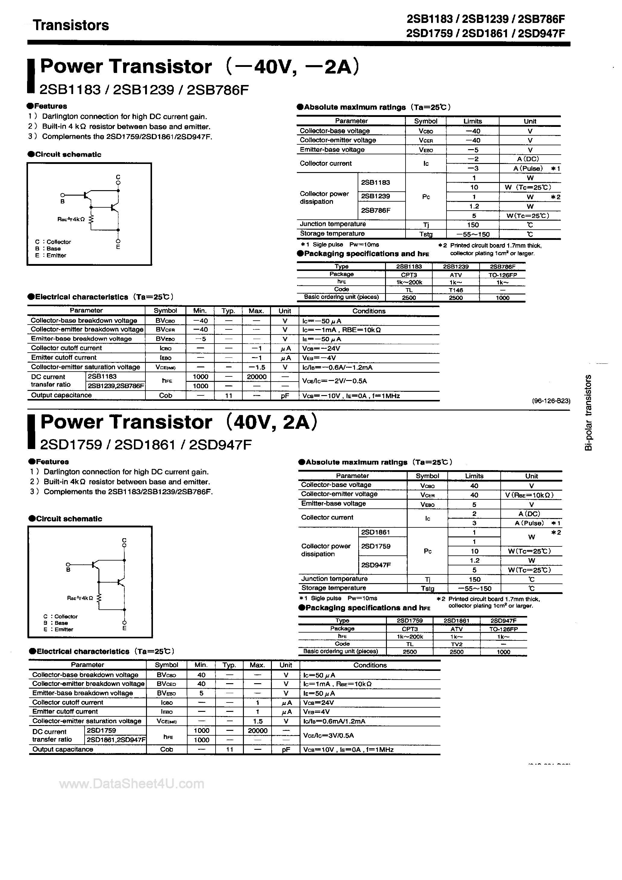 Datasheet 2SD1759 - (2SDxxxx) Power Transistor page 1