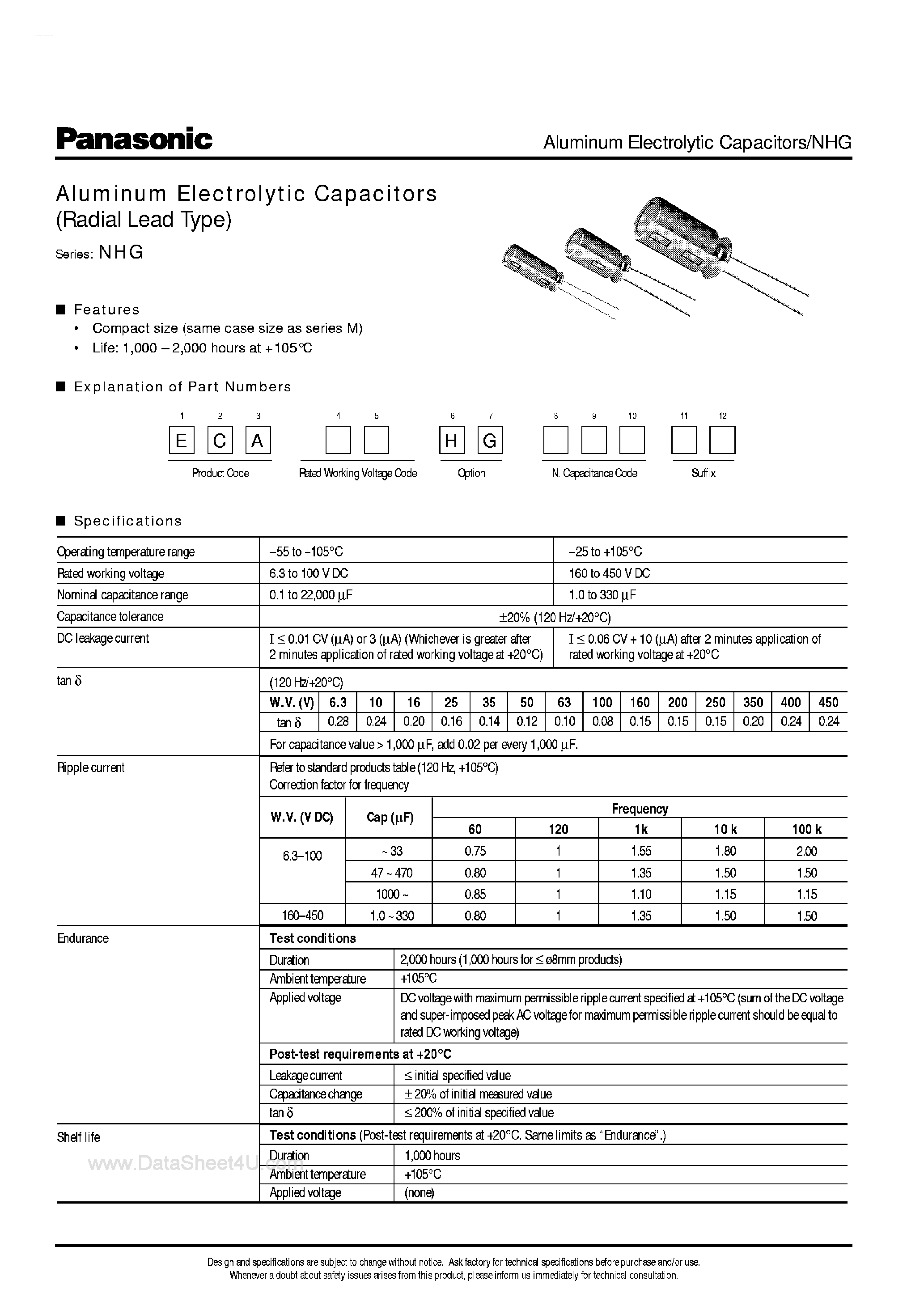 Datasheet ECA-1HHG470 - (ECA Series) Aluminum Electrolytic Capacitors page 1