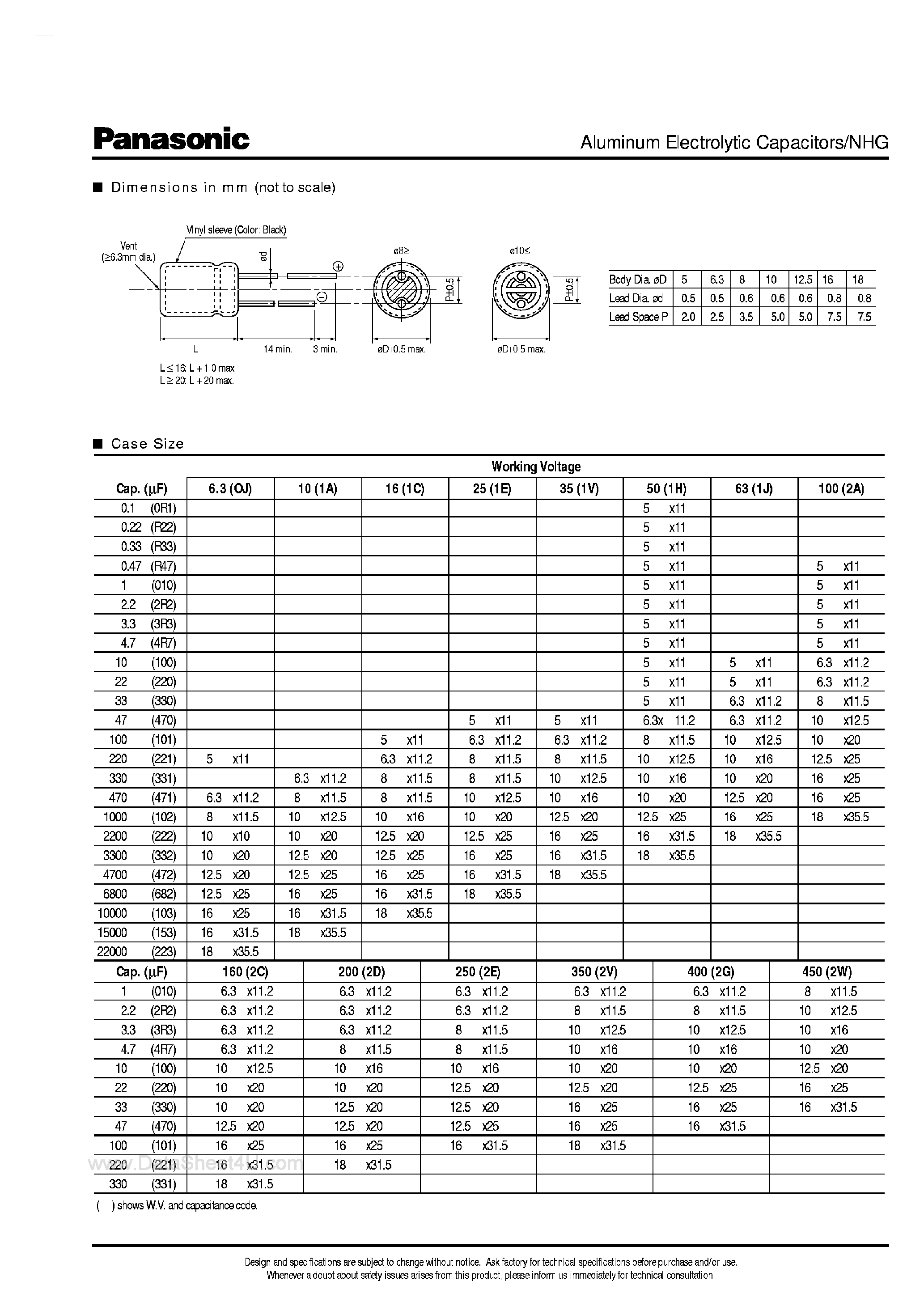 Datasheet ECA-1HHG470 - (ECA Series) Aluminum Electrolytic Capacitors page 2