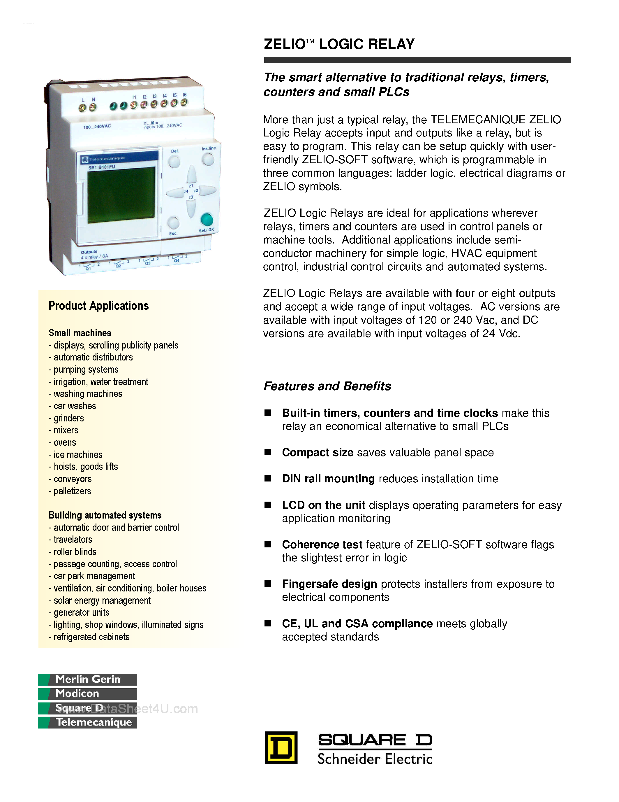 Datasheet SR1D101FU - (SR1xxxx) Logic Relay page 1