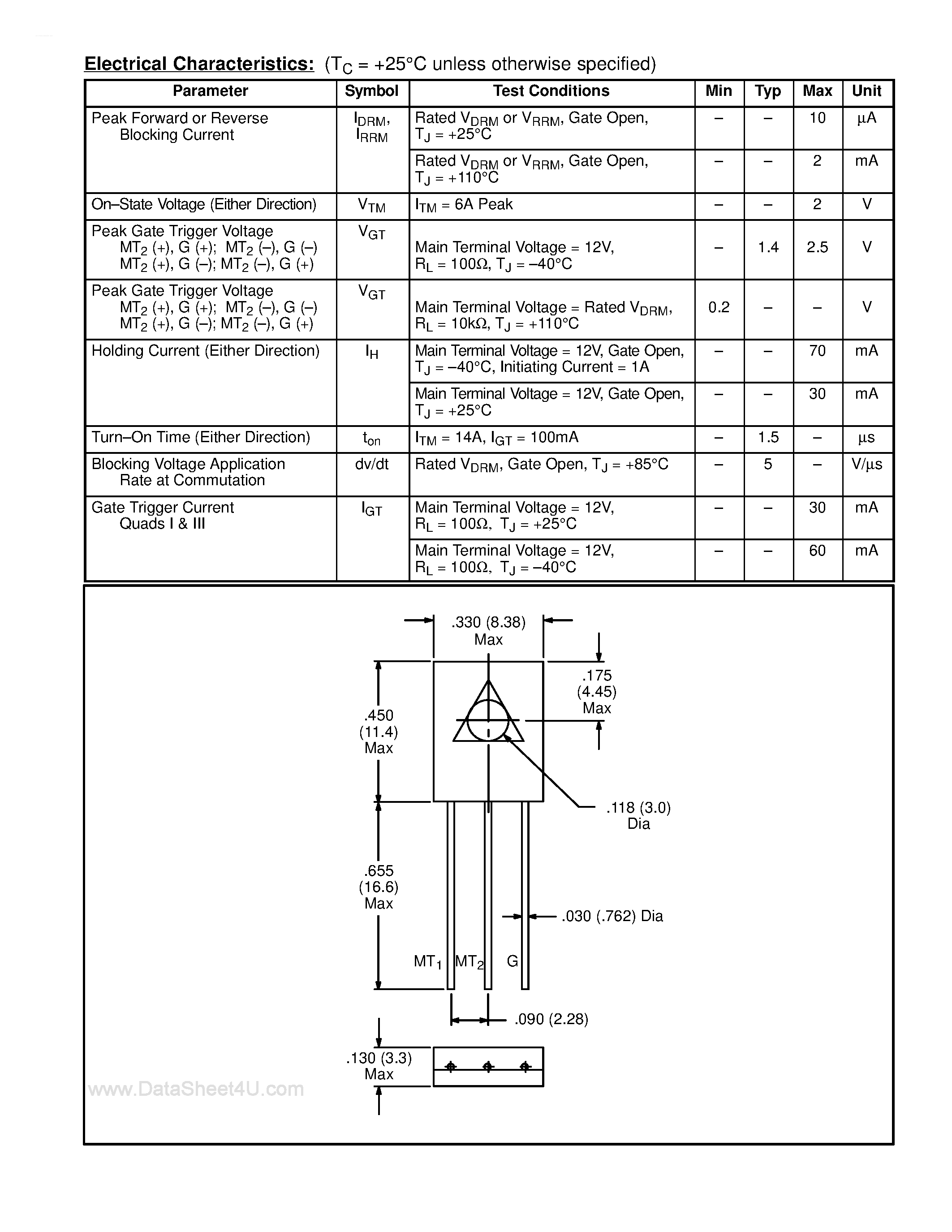 Datasheet NTE5600 - (NTE5600 - NTE5607) TRIAC page 2