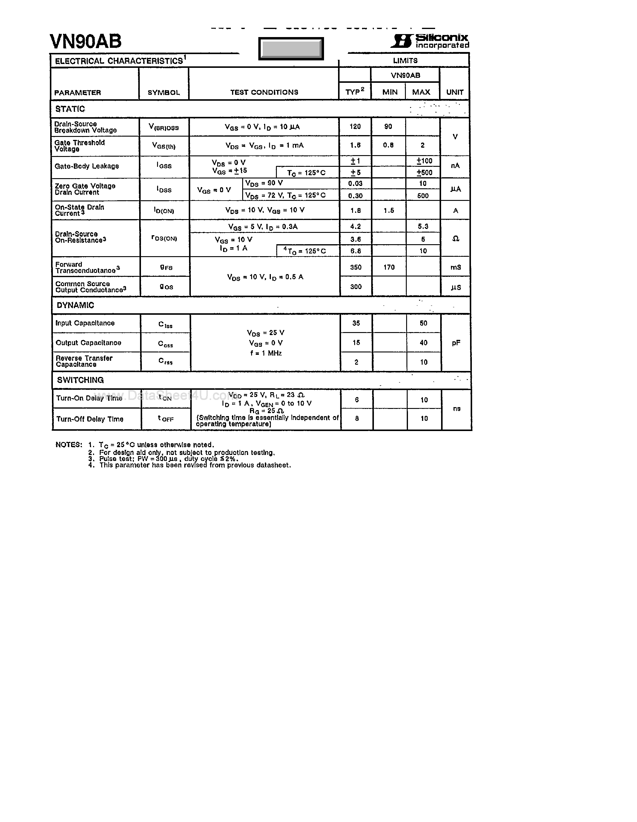 Datasheet VN90AB - N-Channel Ebhancement Mode MOS Transistor page 2