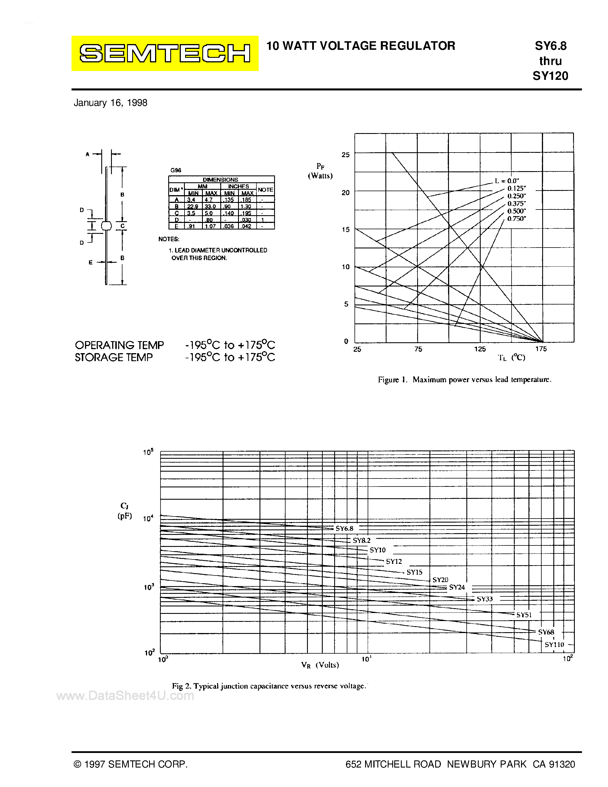 Даташит на микросхему SY20 страница 2 Даташит SY20 - (SY6.8 - SY120) 10 WATT VOLTAGE REGULATOR страница 2