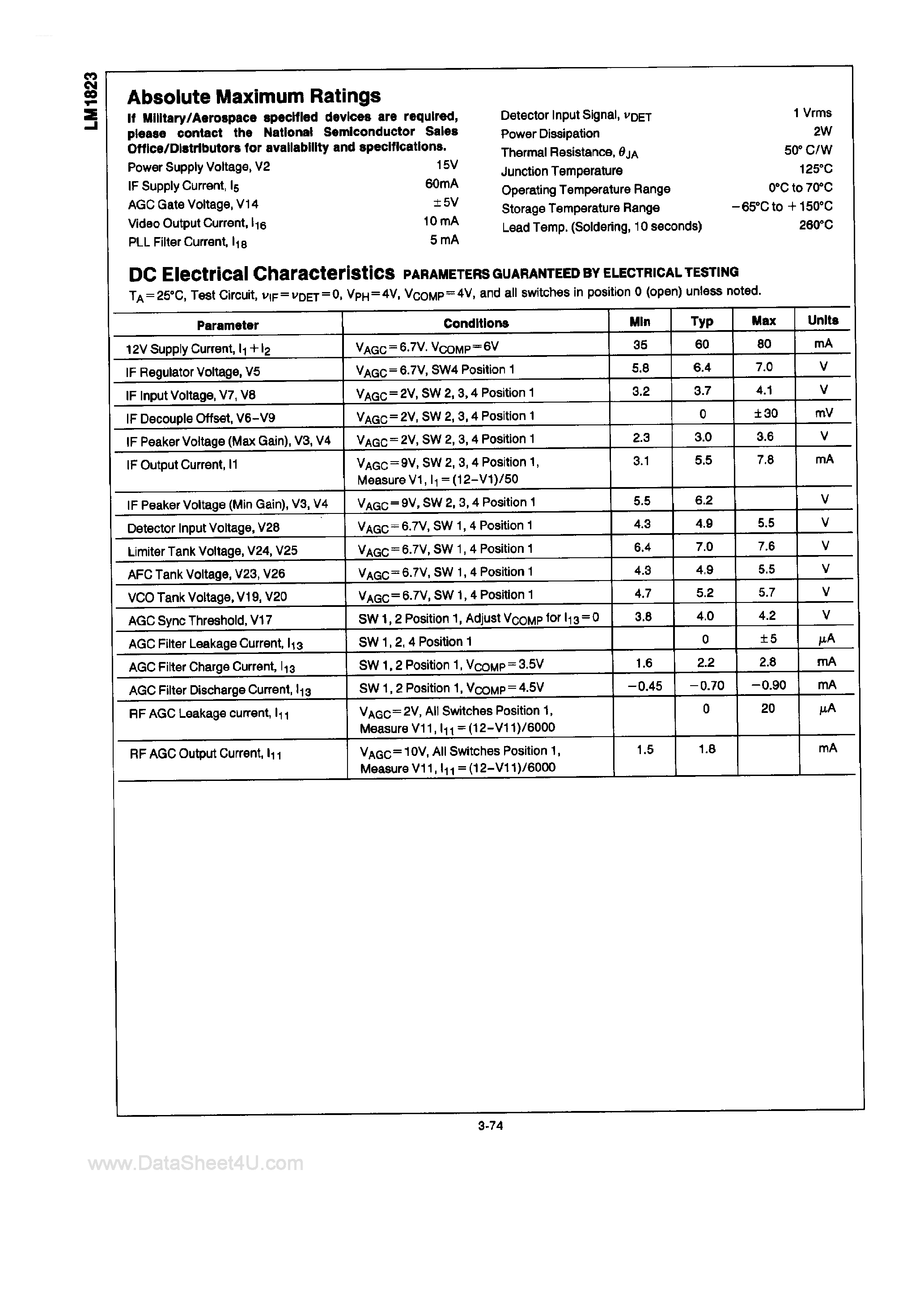 Даташит LM1823 - VIDEO IF AMPLIFIER/PLL DETECTOR SYSTEM страница 2