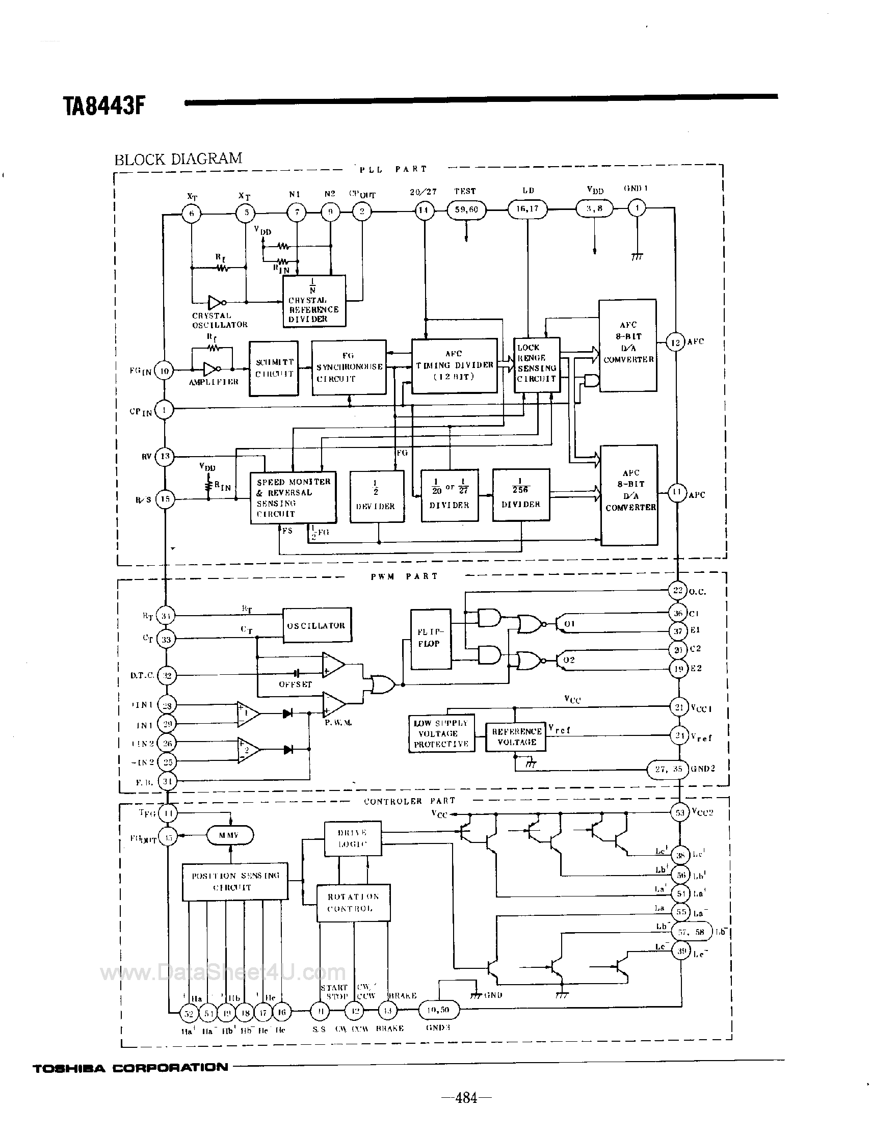 Datasheet TA8443F - PLL PWM 3-Phase Hall Motor Pre-Driver page 2