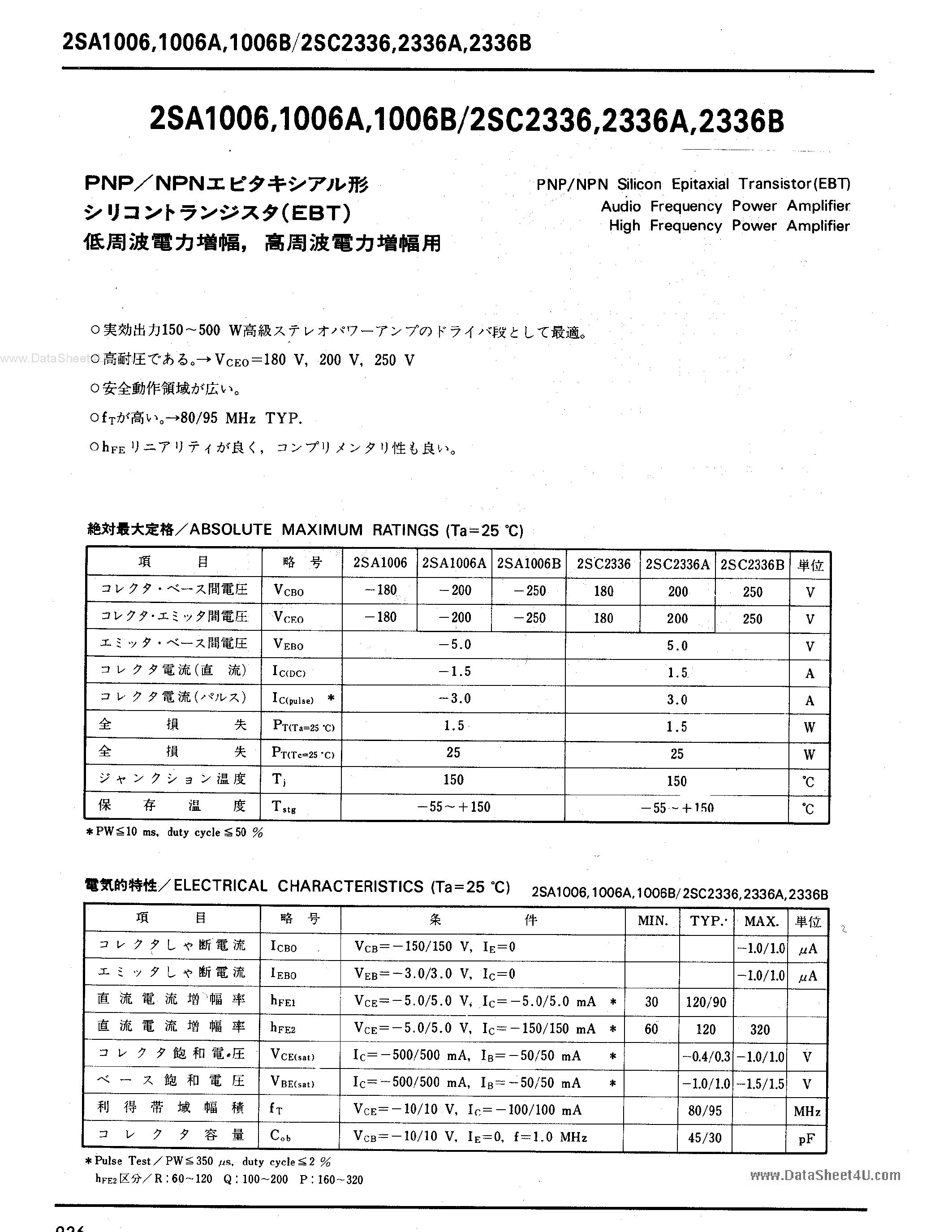 Datasheet C2336 - Search -----> 2SC2336 page 1