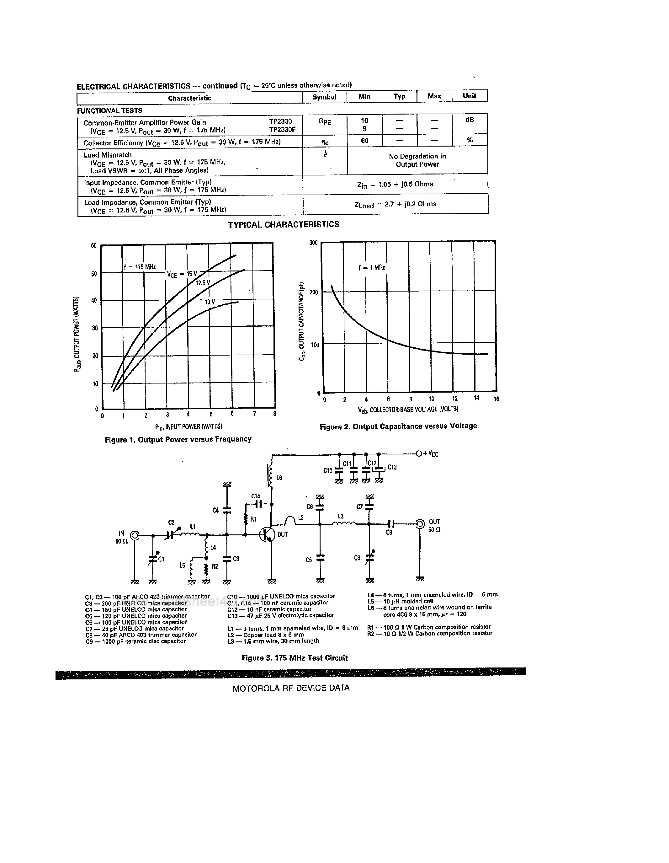 Даташит TP2330 - VHF Power Transistors страница 2