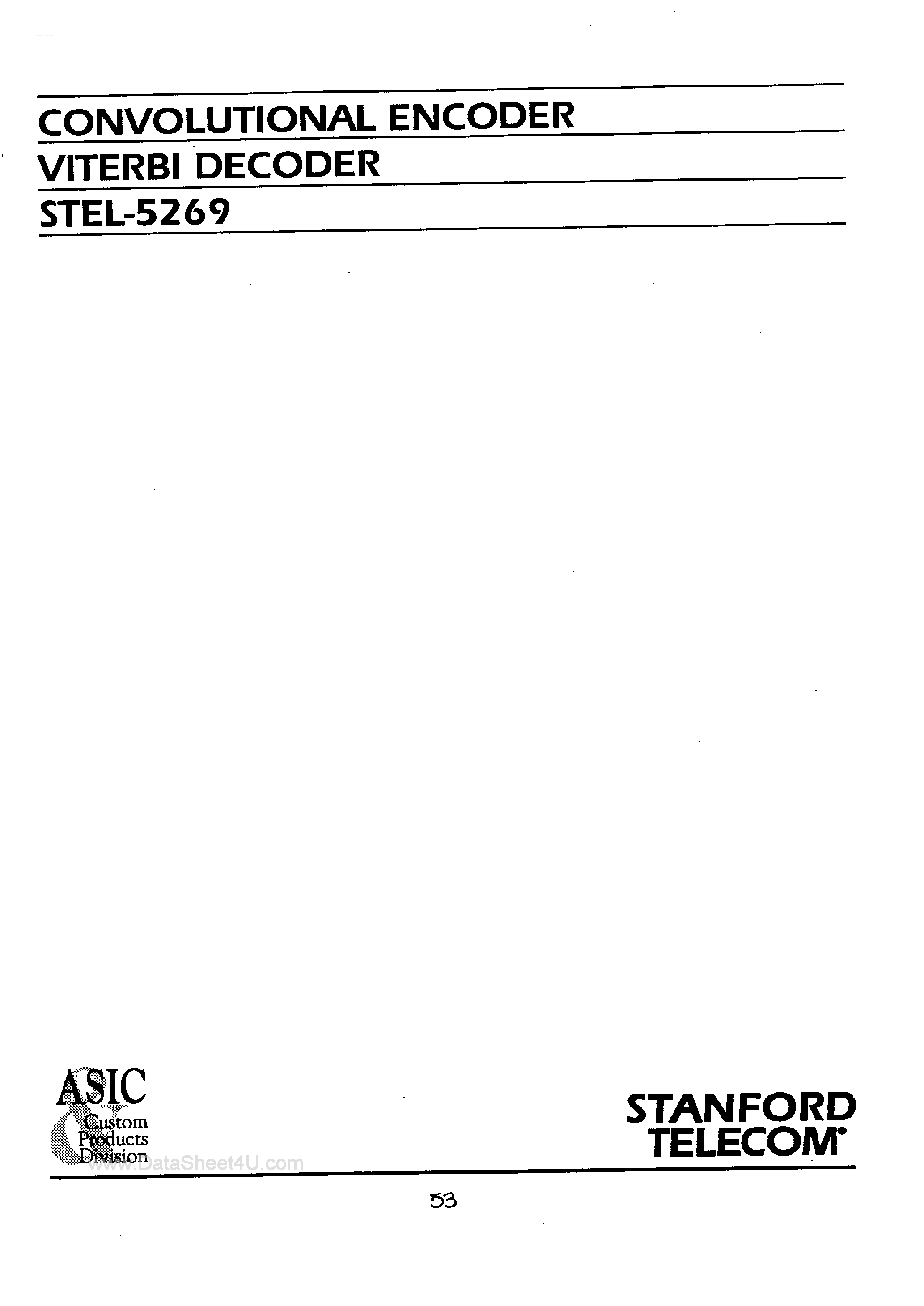 Datasheet STEL-5269 - Convolutional Encoder Viterbi Decoder page 1