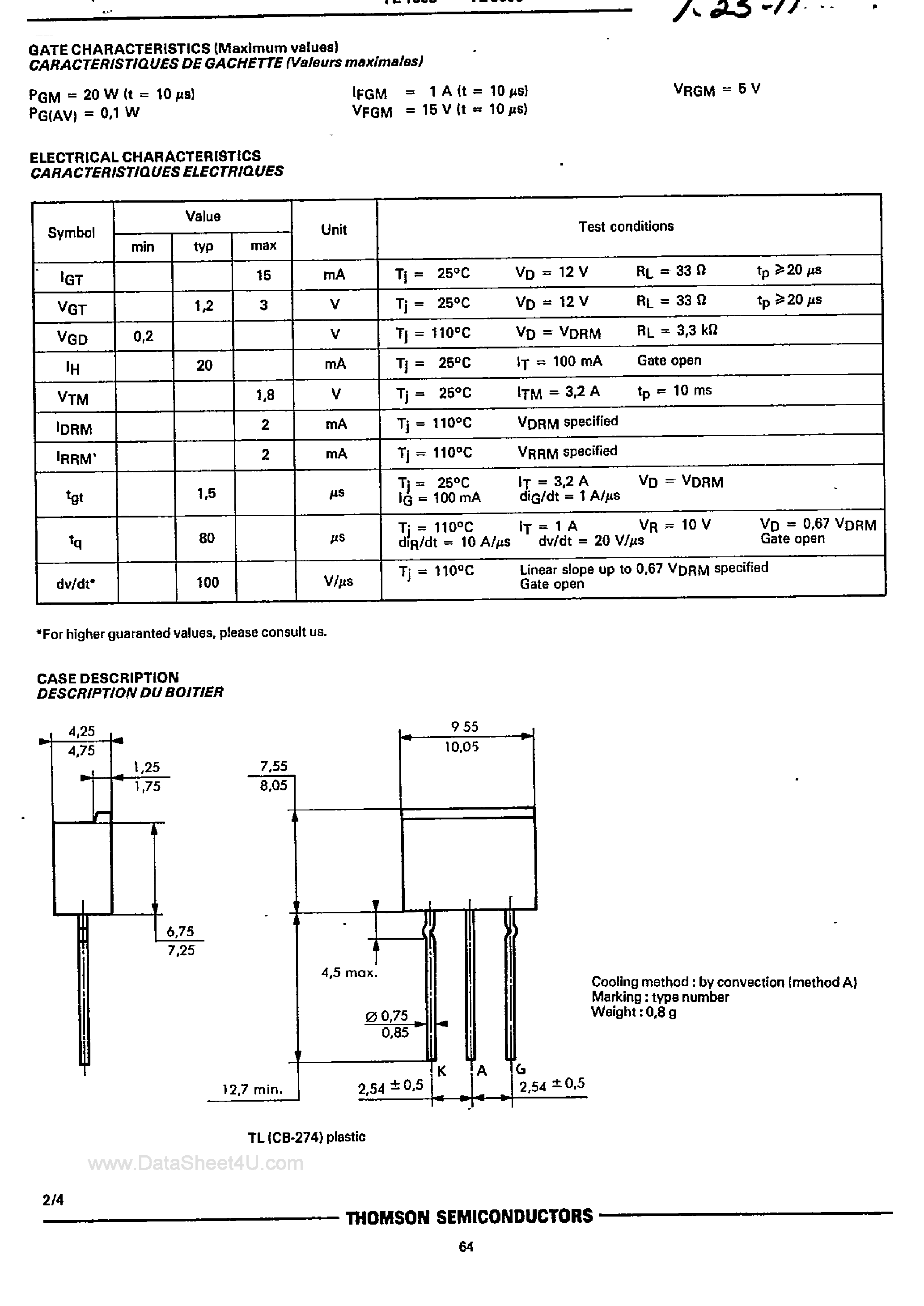 Даташит TL4003 - Thyristors страница 2