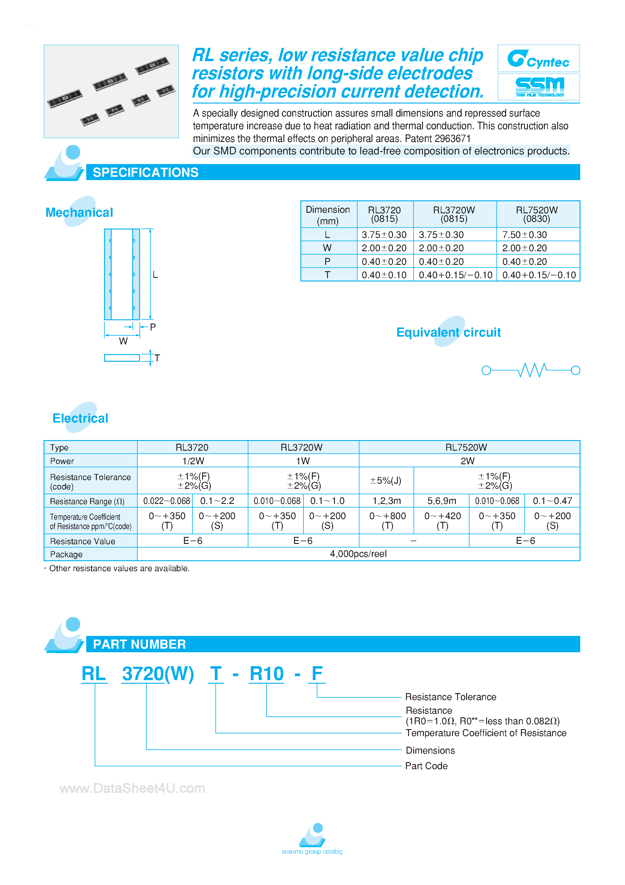 Даташит на микросхему RL1220S страница 1 Даташит RL1220S - Low Resistance Value Chip Resistors страница 1