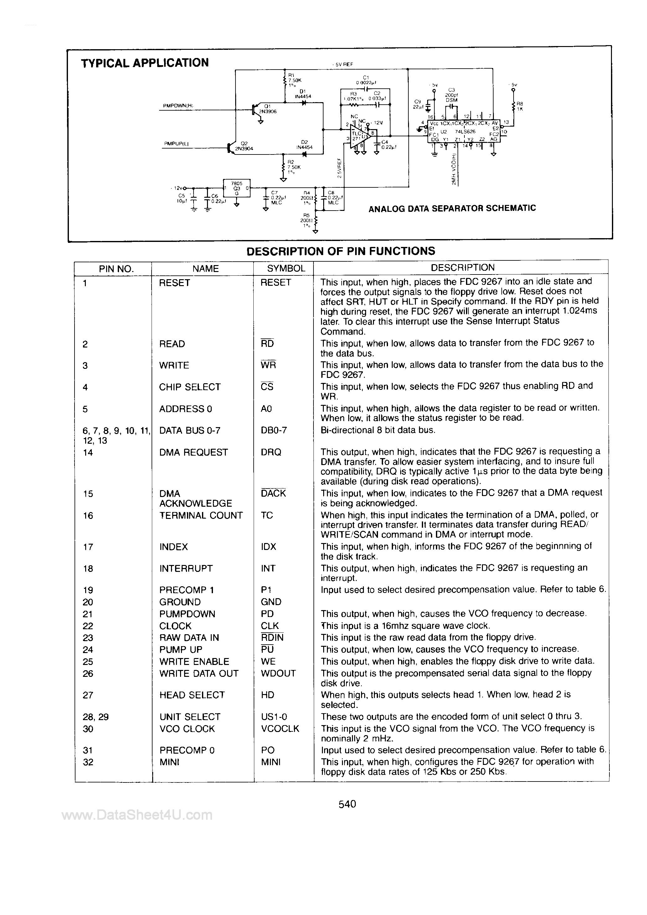 Datasheet FDC9267 page 2 Datasheet FDC9267 - Single/Double Density Enhanced Floppy Disk Controller page 2