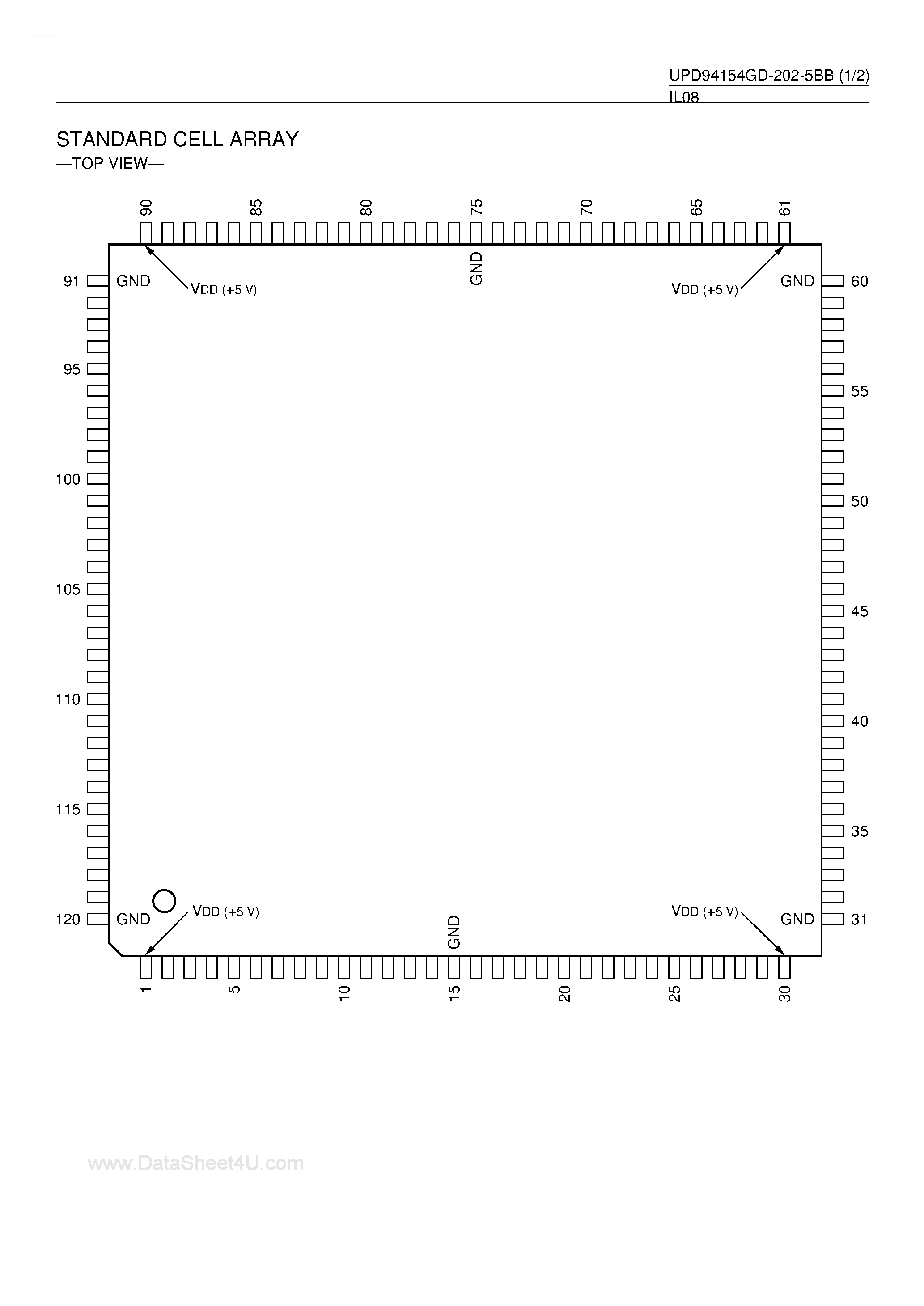 Даташит на микросхему UPD94154GD-202-5BB страница 1 Даташит UPD94154GD-202-5BB - Standard Cell Array страница 1