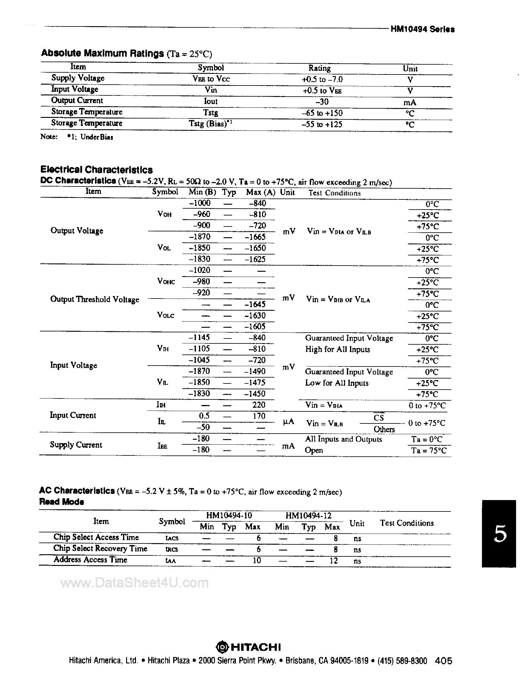 Даташит HM10494 - 16K x 4-Bit Fully Vecoded RAM страница 2
