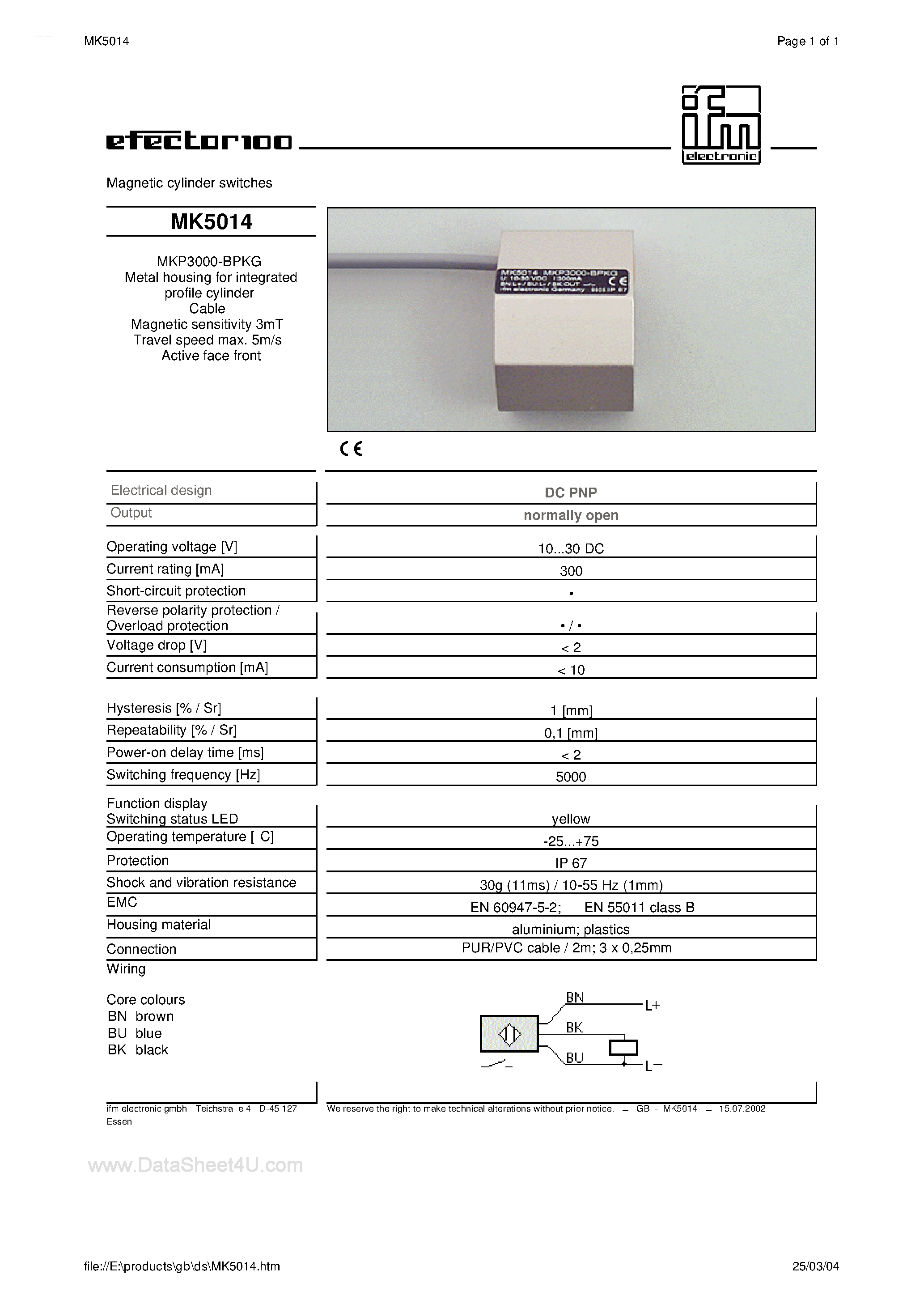 Даташит на микросхему MK5014 страница 1 Даташит MK5014 - Magbetic Cylinder Switches страница 1