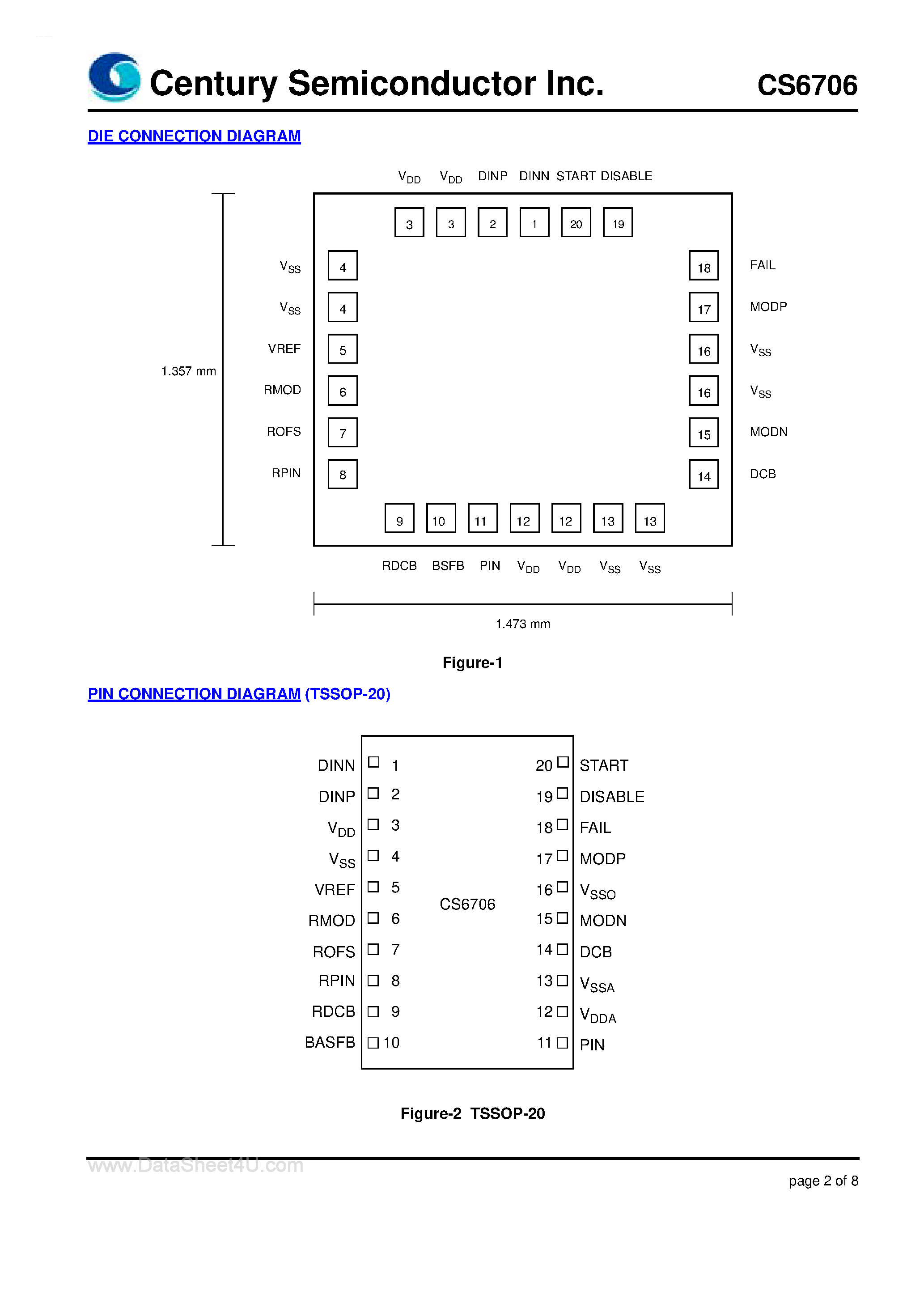 Даташит на микросхему CS6706 страница 2 Даташит CS6706 - 1.25Gbps Fiber Optic VCSEL/Laser Driver страница 2