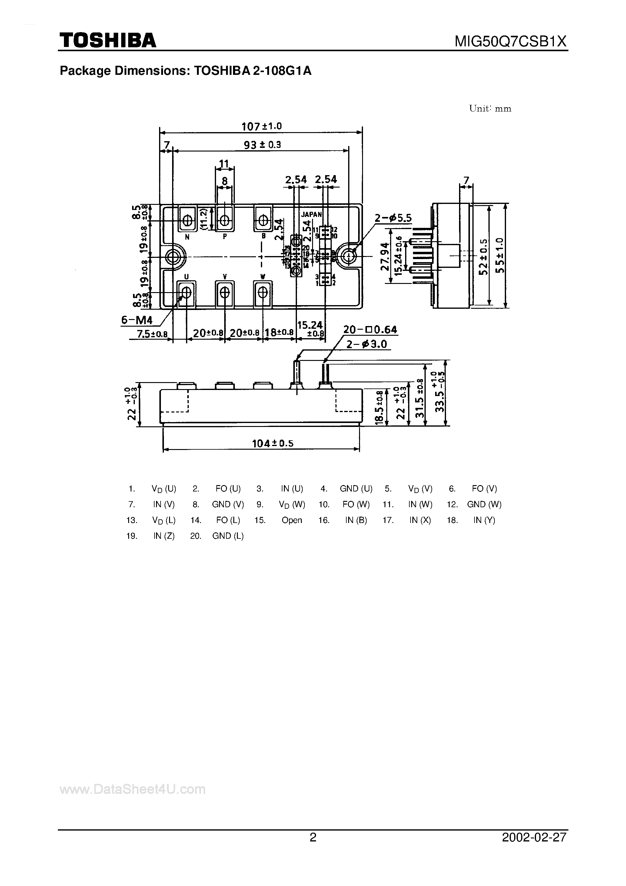 Datasheet MIG50Q7CSB1X - High Power Switching Applications Motor Control Applications page 2