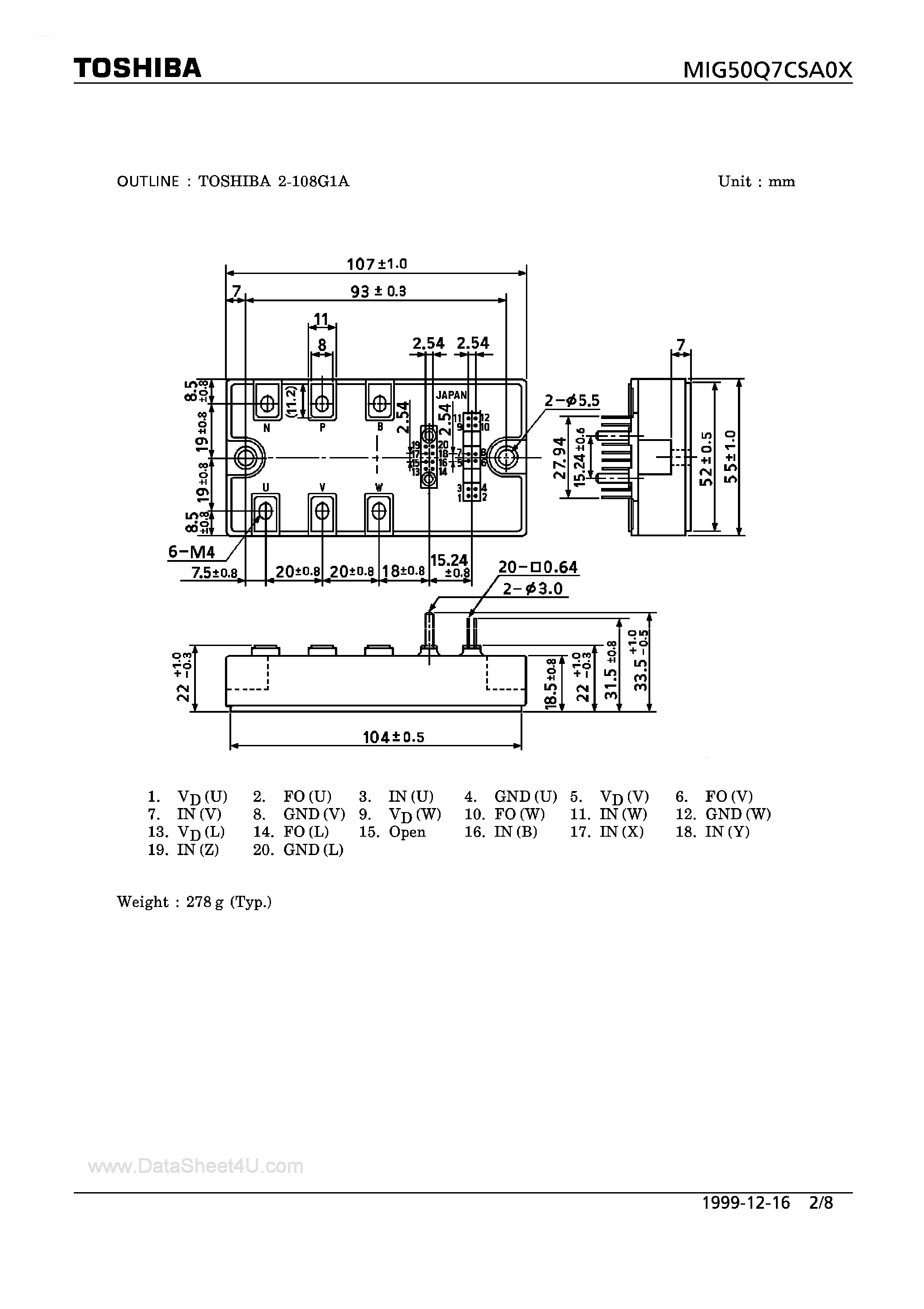 Datasheet MIG50Q7CSA0X - High Power Switching Applications Motor Control Applications page 2