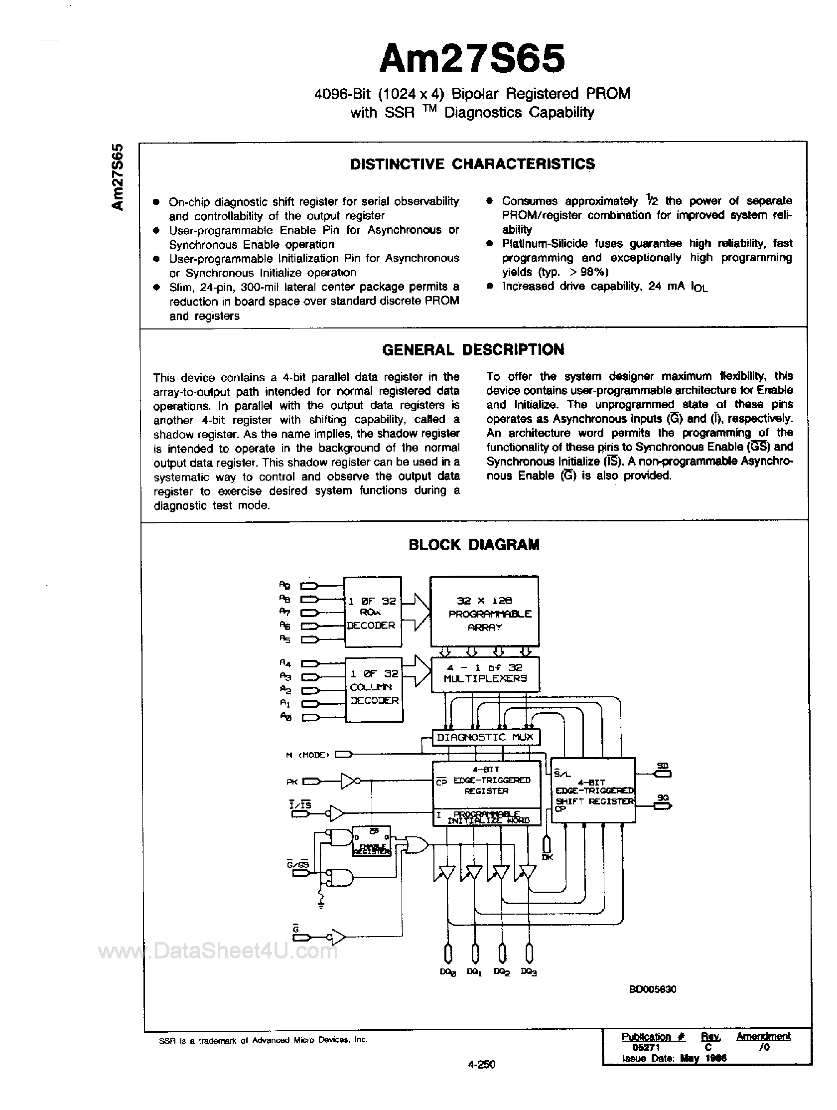 Datasheet AM27S65 - 4K-Bit Bipolar Registered PROM page 1