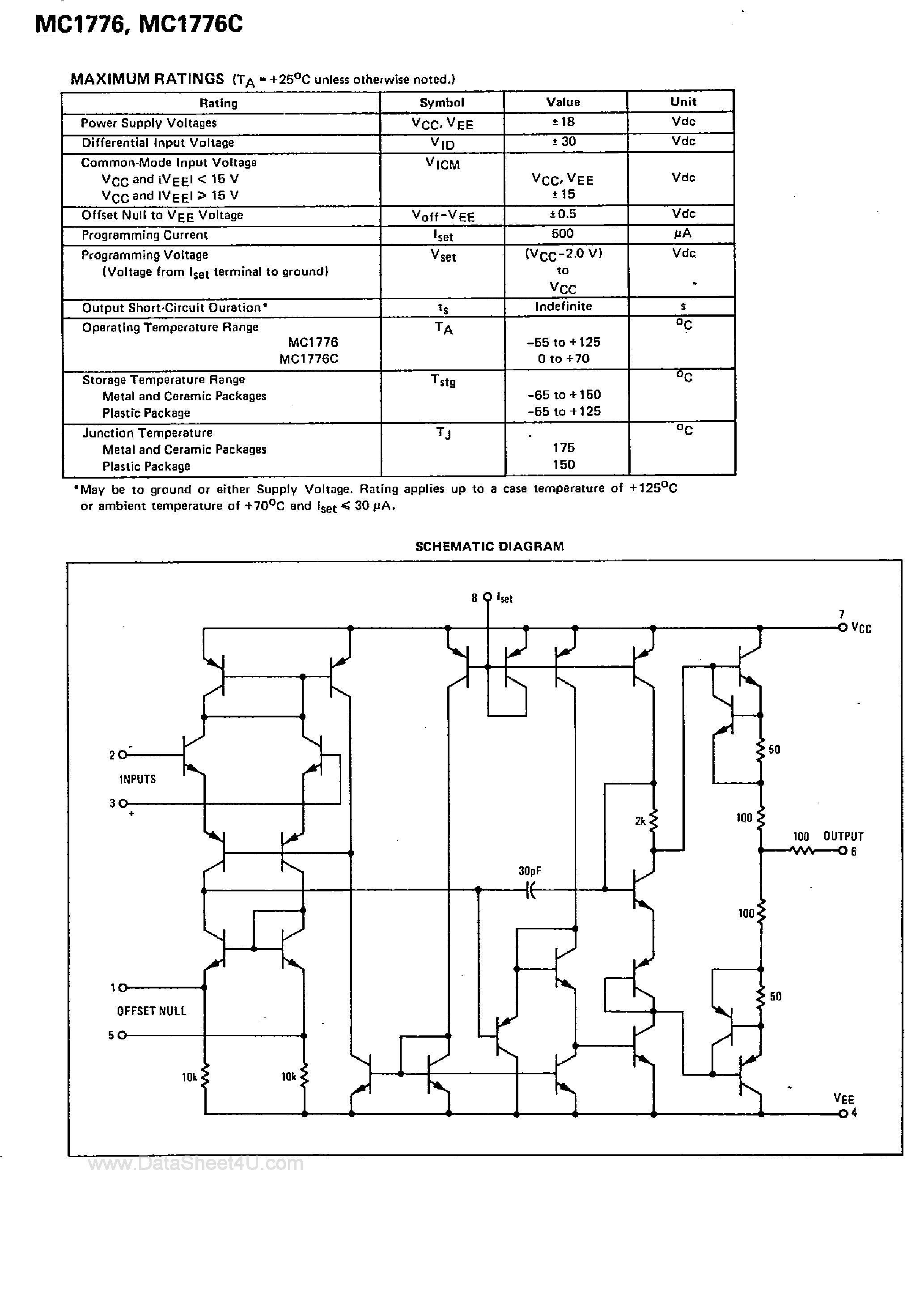 Datasheet MC1776 page 2 Datasheet MC1776 - PROGRAMMABLE OPERATIONAL AMPLIFIER page 2