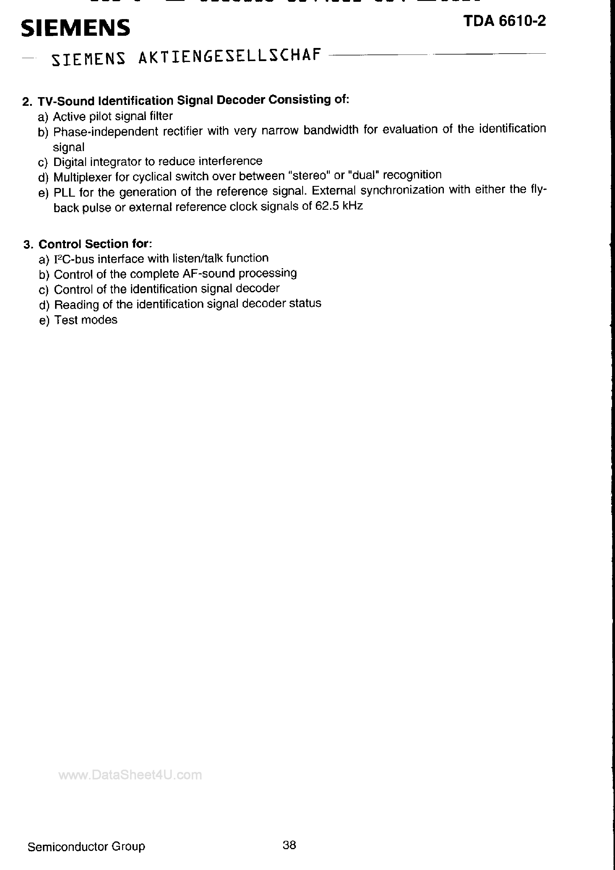 Datasheet TDA6610-2 - TV-STEREO PROCESSOR page 2