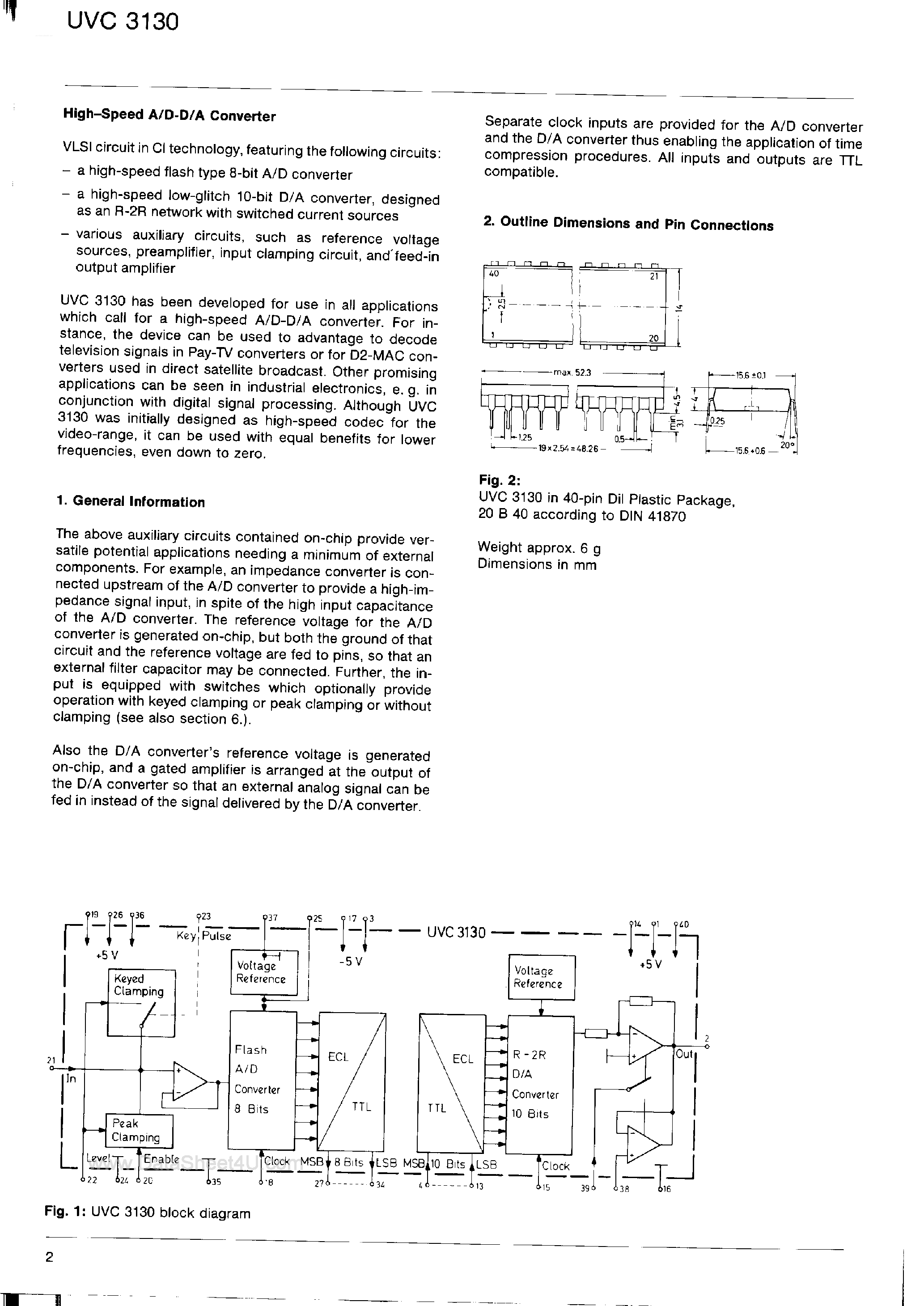 Datasheet UVC3130 page 2 Datasheet UVC3130 - High Speed A/D - D/A Converter page 2