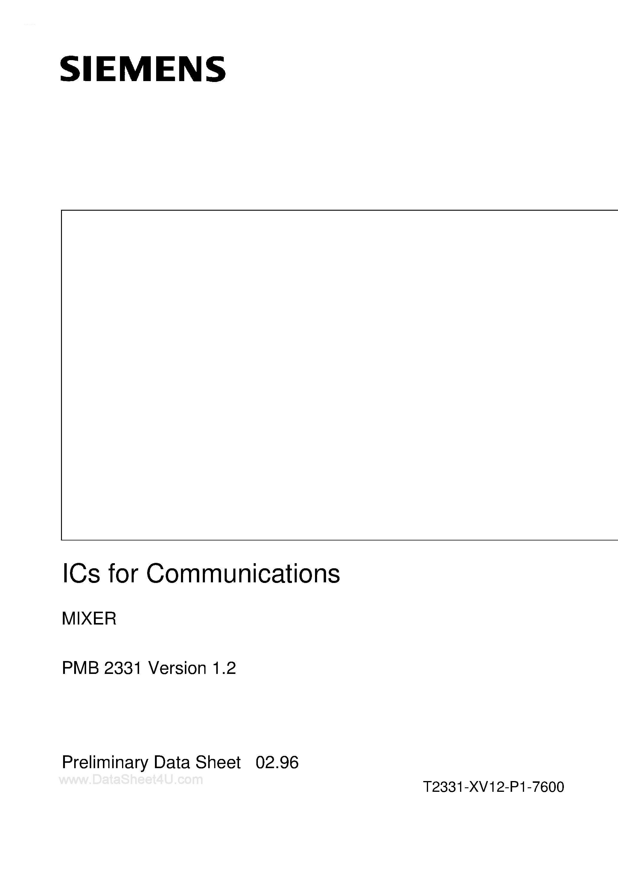 Datasheet PMB2331 - The mixer used in this design is a general purpose up-/downconversion gilbert cell mixer page 1
