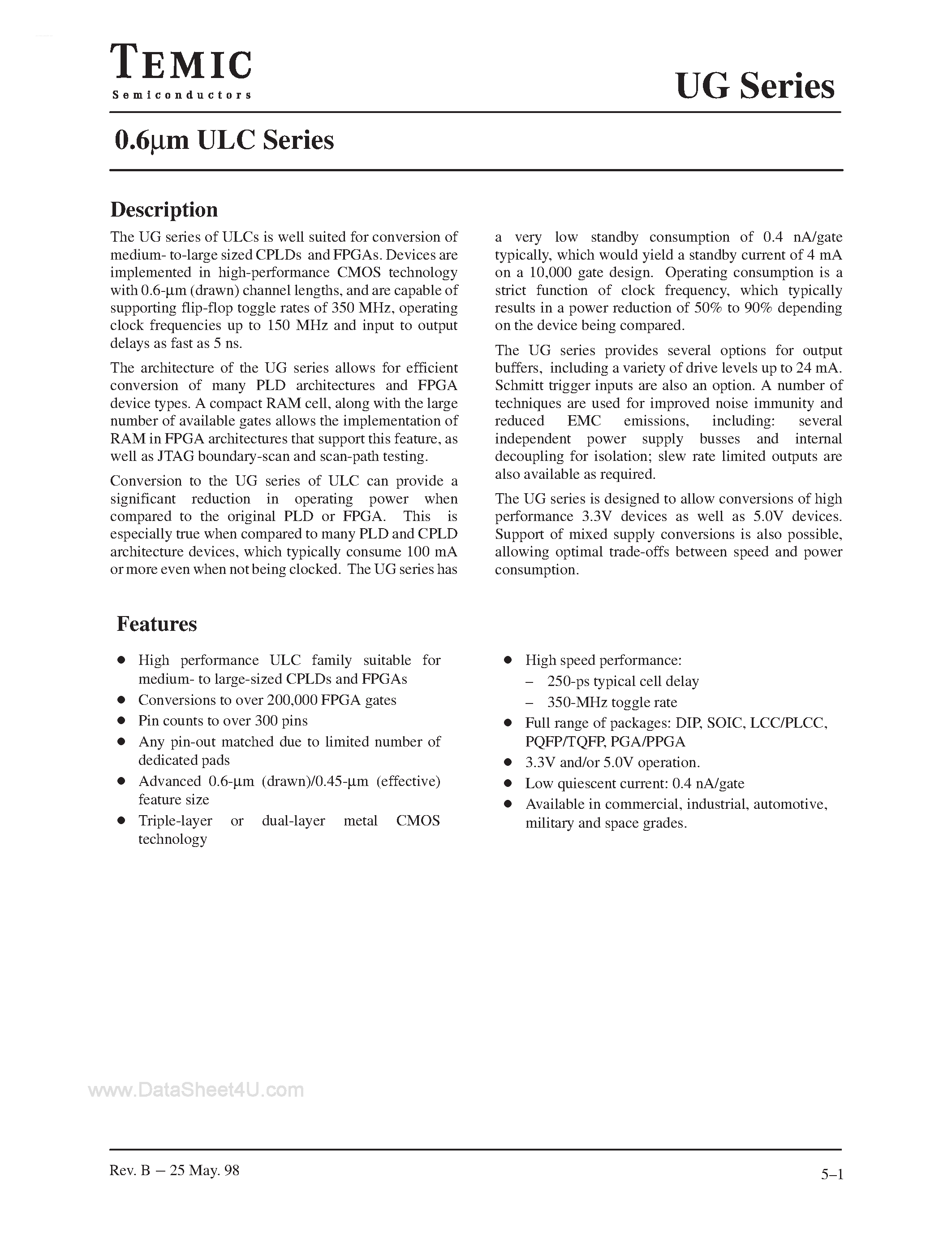 Datasheet UG01 - (UG01 - UG09) 0.6um ULC page 1
