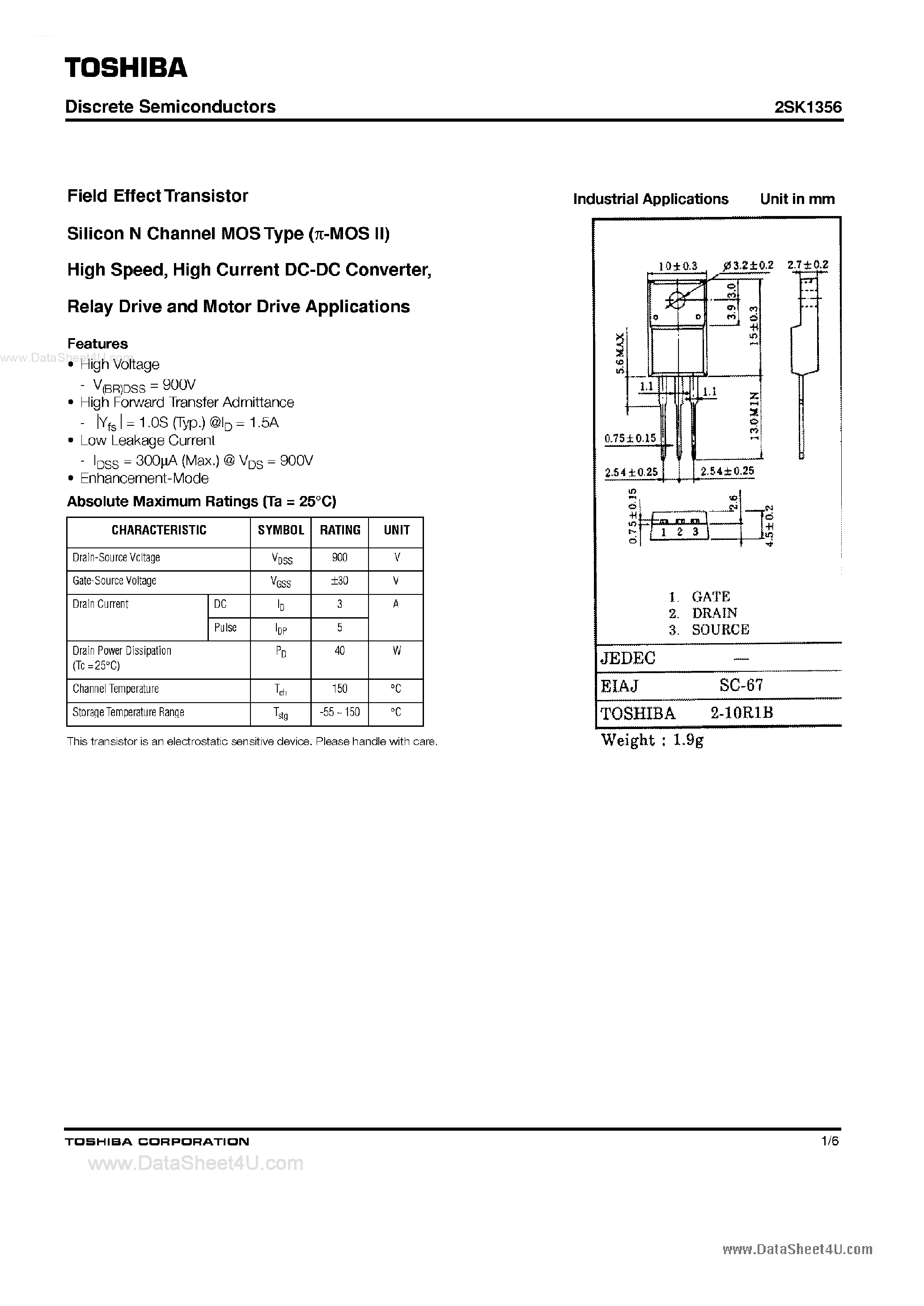 Datasheet K1356 - Search -----> 2SK1356 page 1