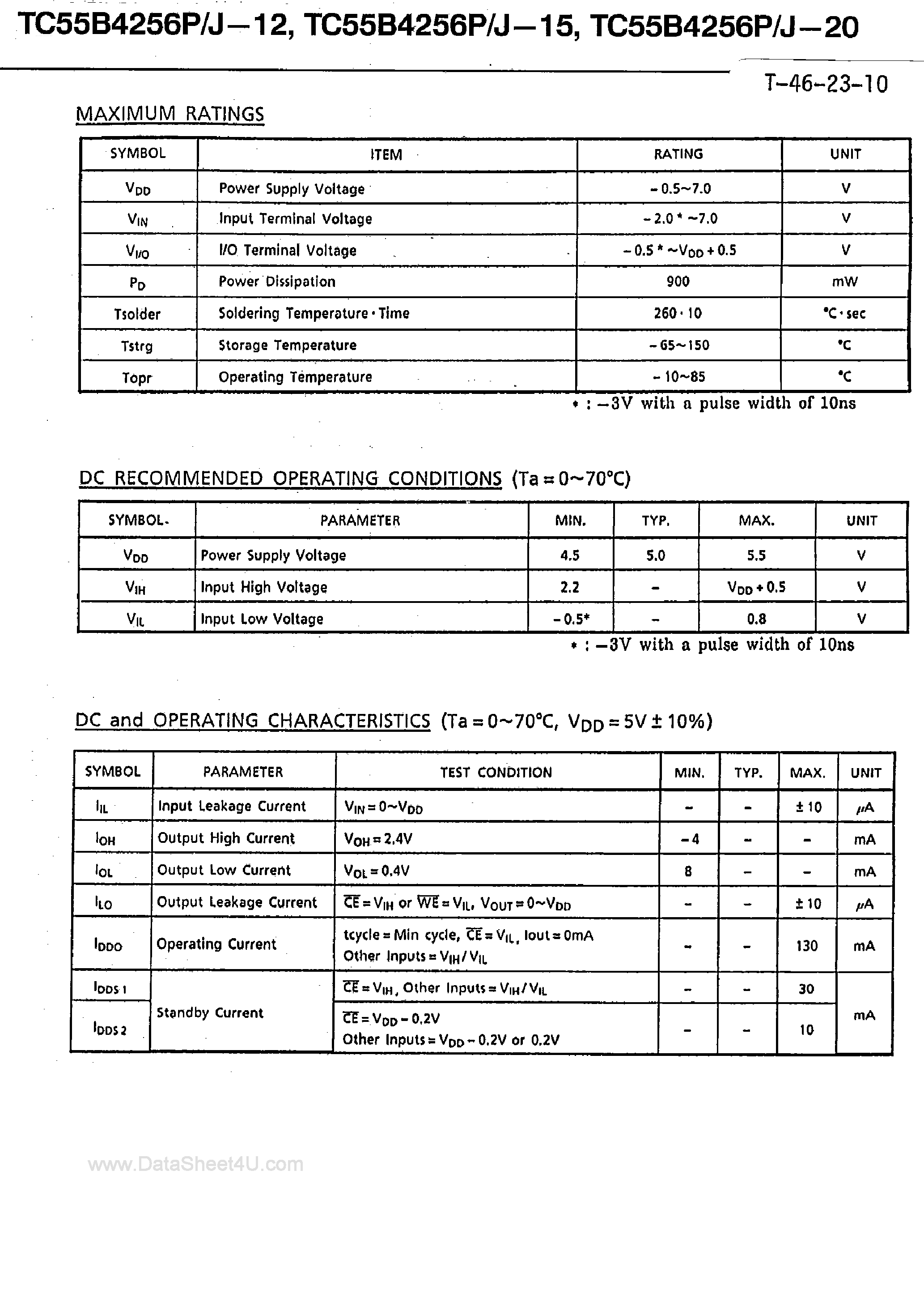 Datasheet TC55B4256J - 256K x 4-Bit BiCMOS Static RAM page 2