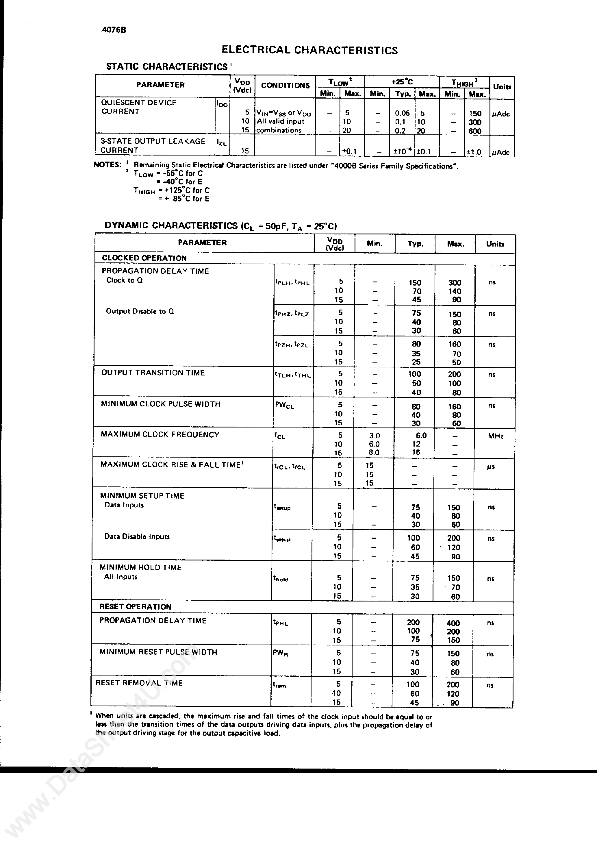 Datasheet SCL4076B - CMOS 4-Bit D-Type Register page 2