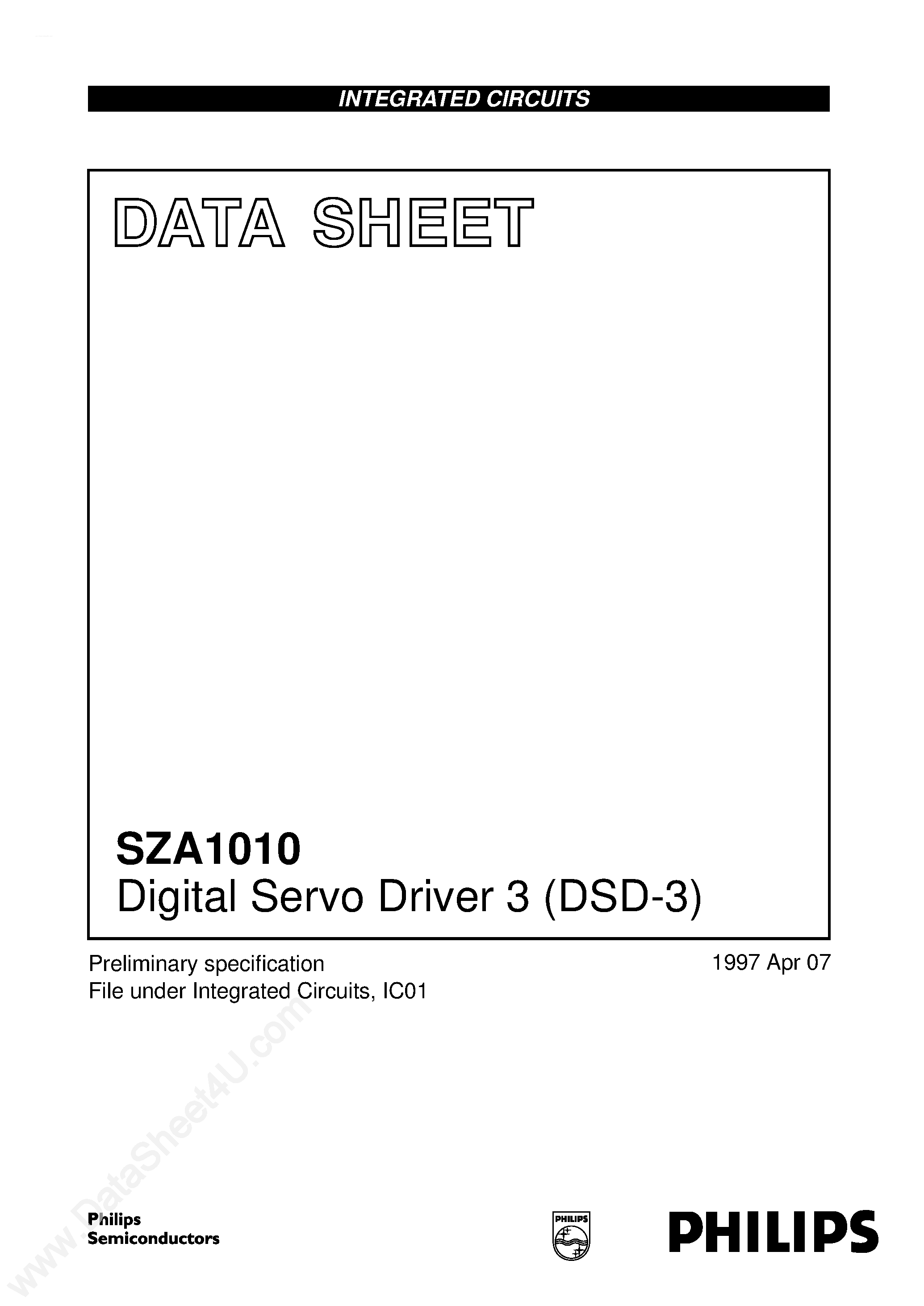 Datasheet SZA1010 - Digital Servo Driver 3 DSD-3 page 1
