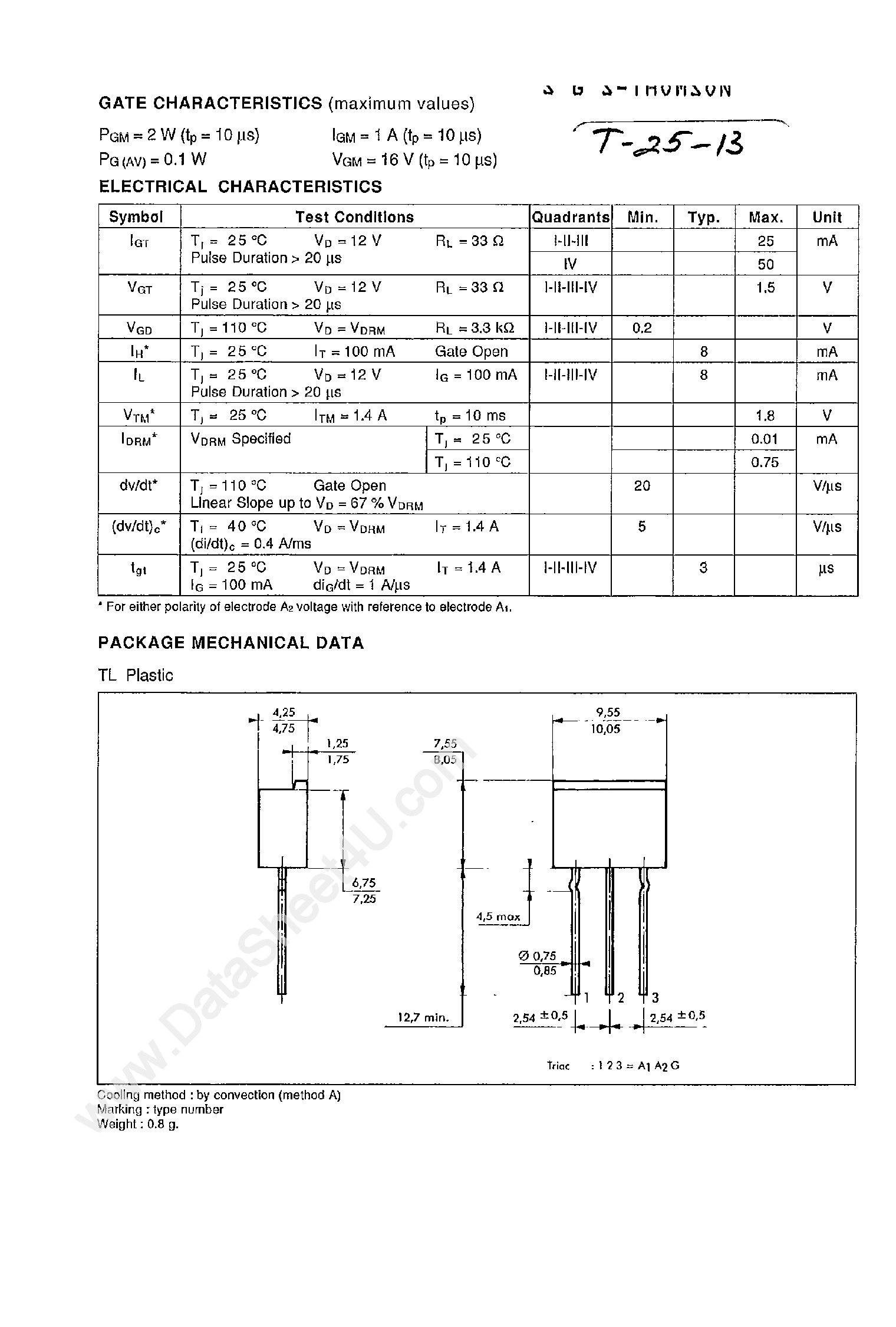 Datasheet TLC111B - (TLCxxxB) Triacs page 2