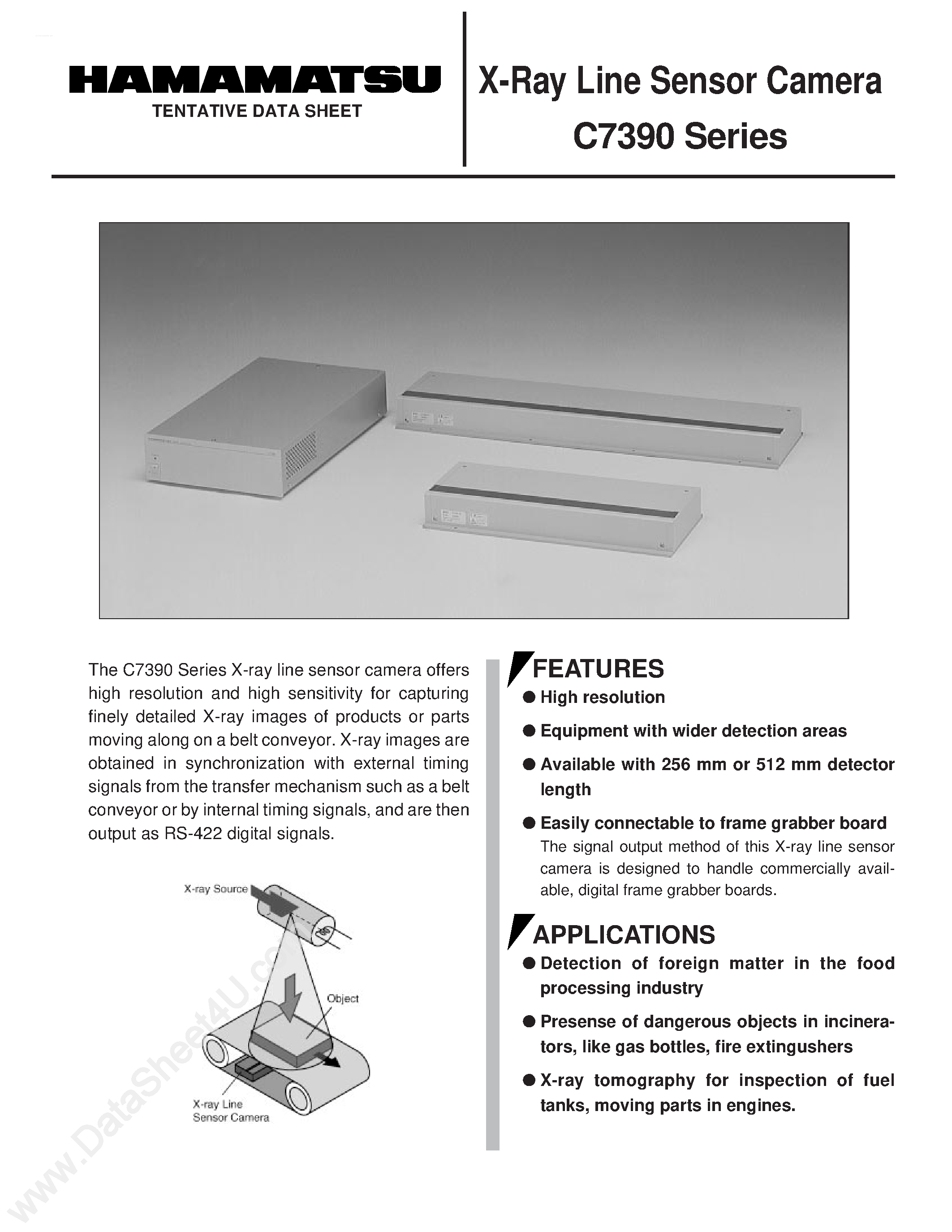 Даташит на микросхему C7390 страница 1 Даташит C7390 - X-Ray Line Sensor Camera страница 1